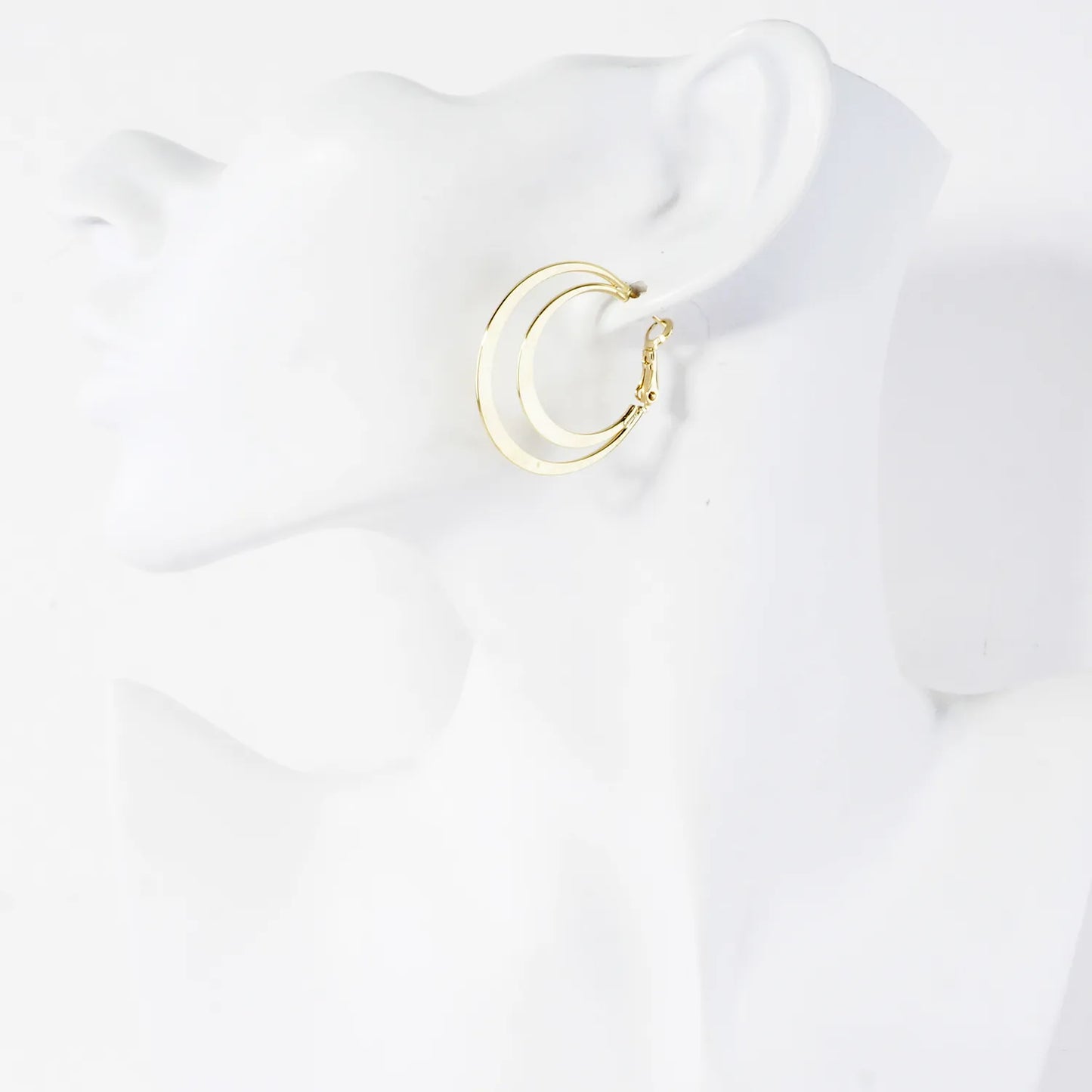Dual Layer Polished Brass Hoop Earrings
