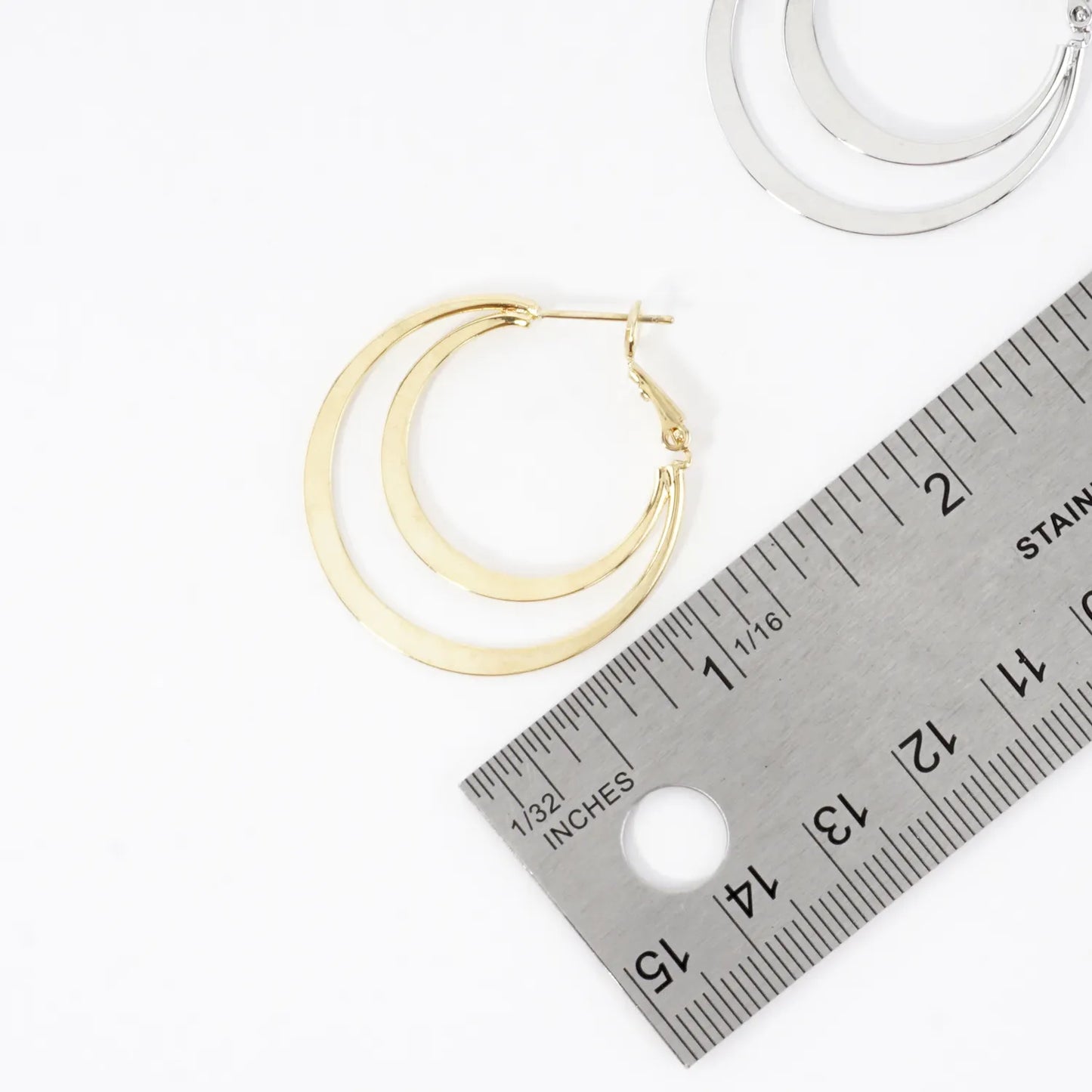 Dual Layer Polished Brass Hoop Earrings