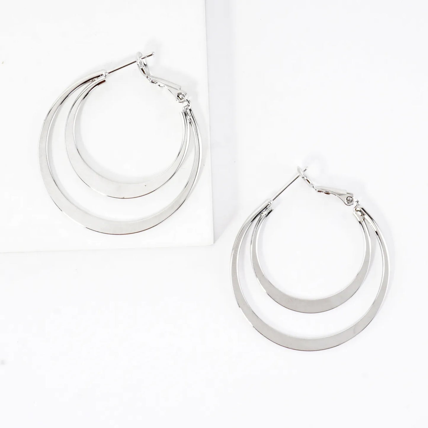 Dual Layer Polished Brass Hoop Earrings