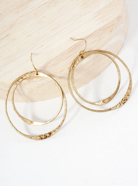 Dual Layer Round Circle Drop Earrings