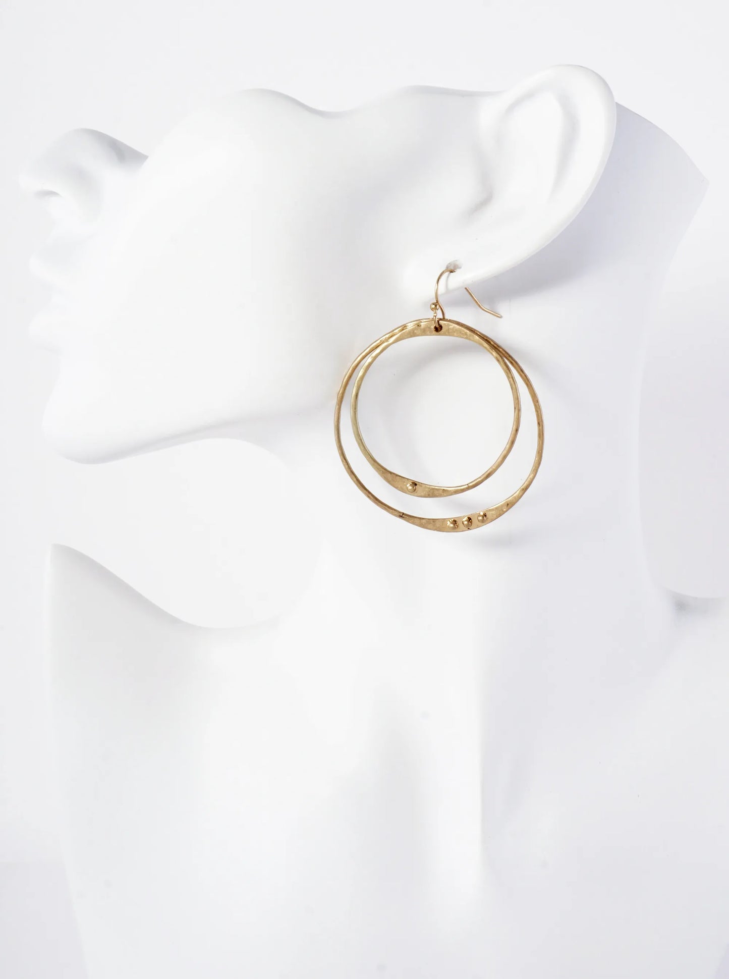 Dual Layer Round Circle Drop Earrings