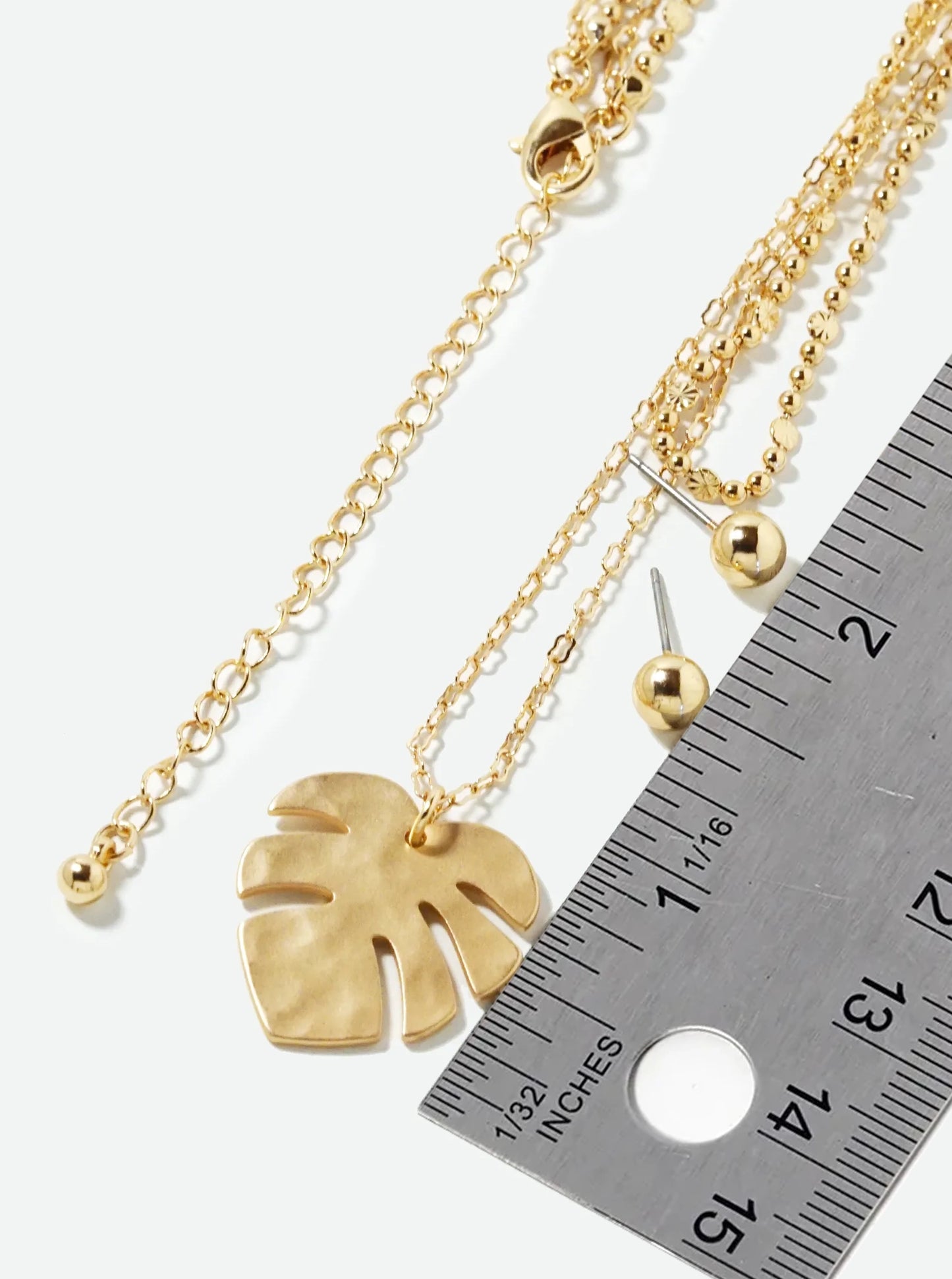 Dual Layer Tropical Leaf Pendant Necklace