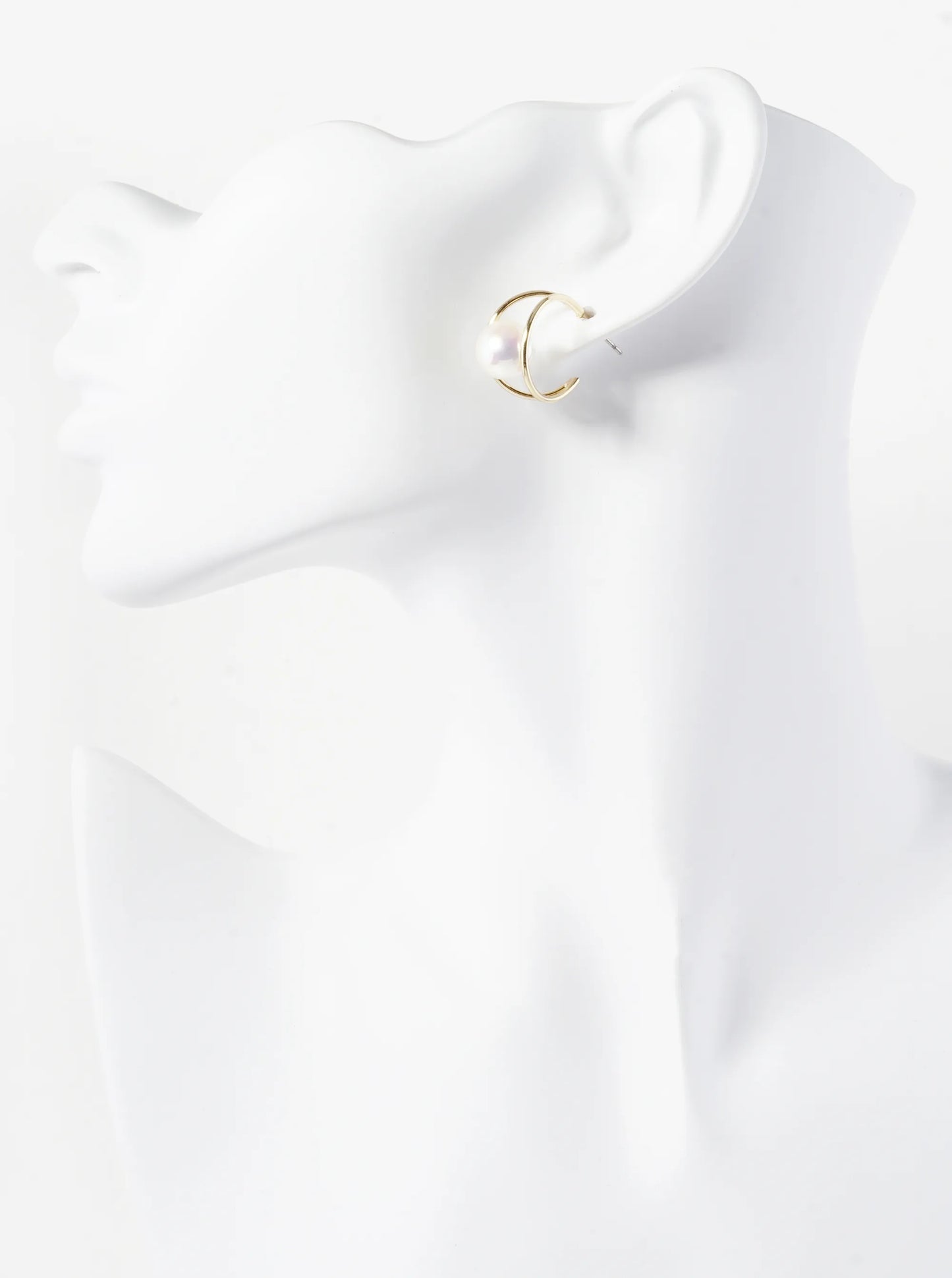 Dual Line Holding Pearl 20mm Hoop Earrings