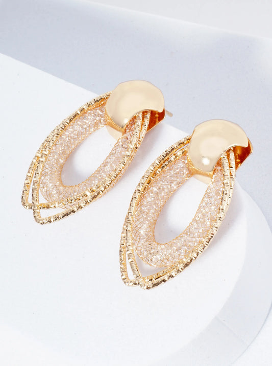 Dual Marquise With Mesh Teardrop Doorknocker Earrings