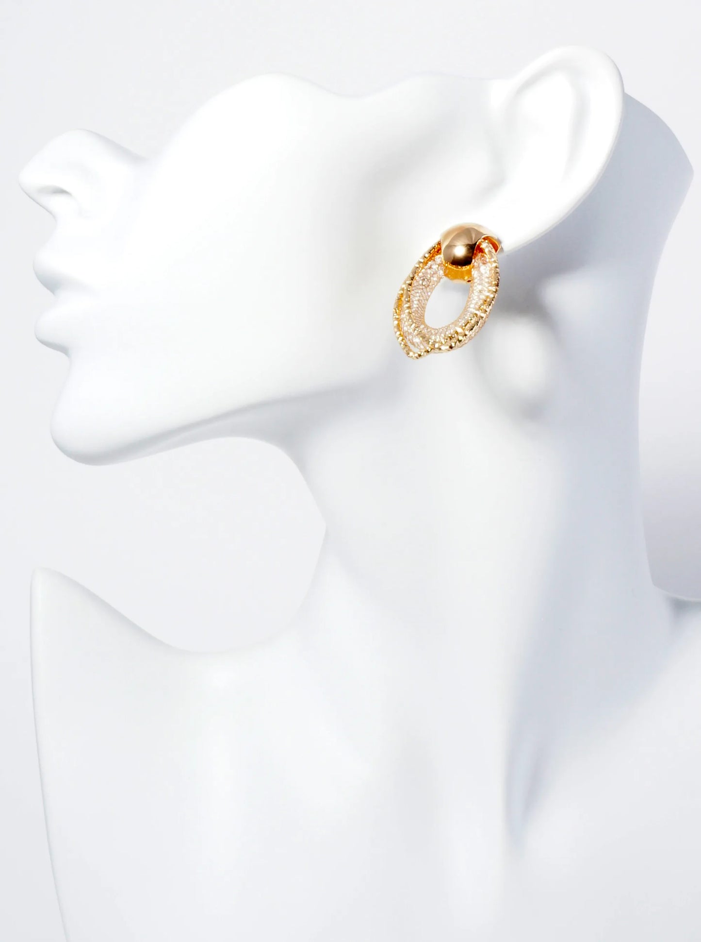 Dual Marquise With Mesh Teardrop Doorknocker Earrings