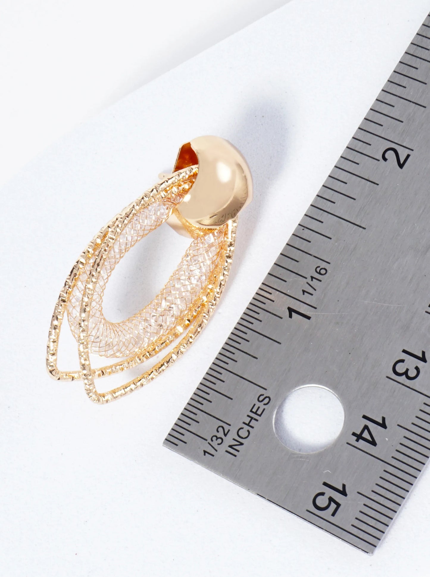 Dual Marquise With Mesh Teardrop Doorknocker Earrings