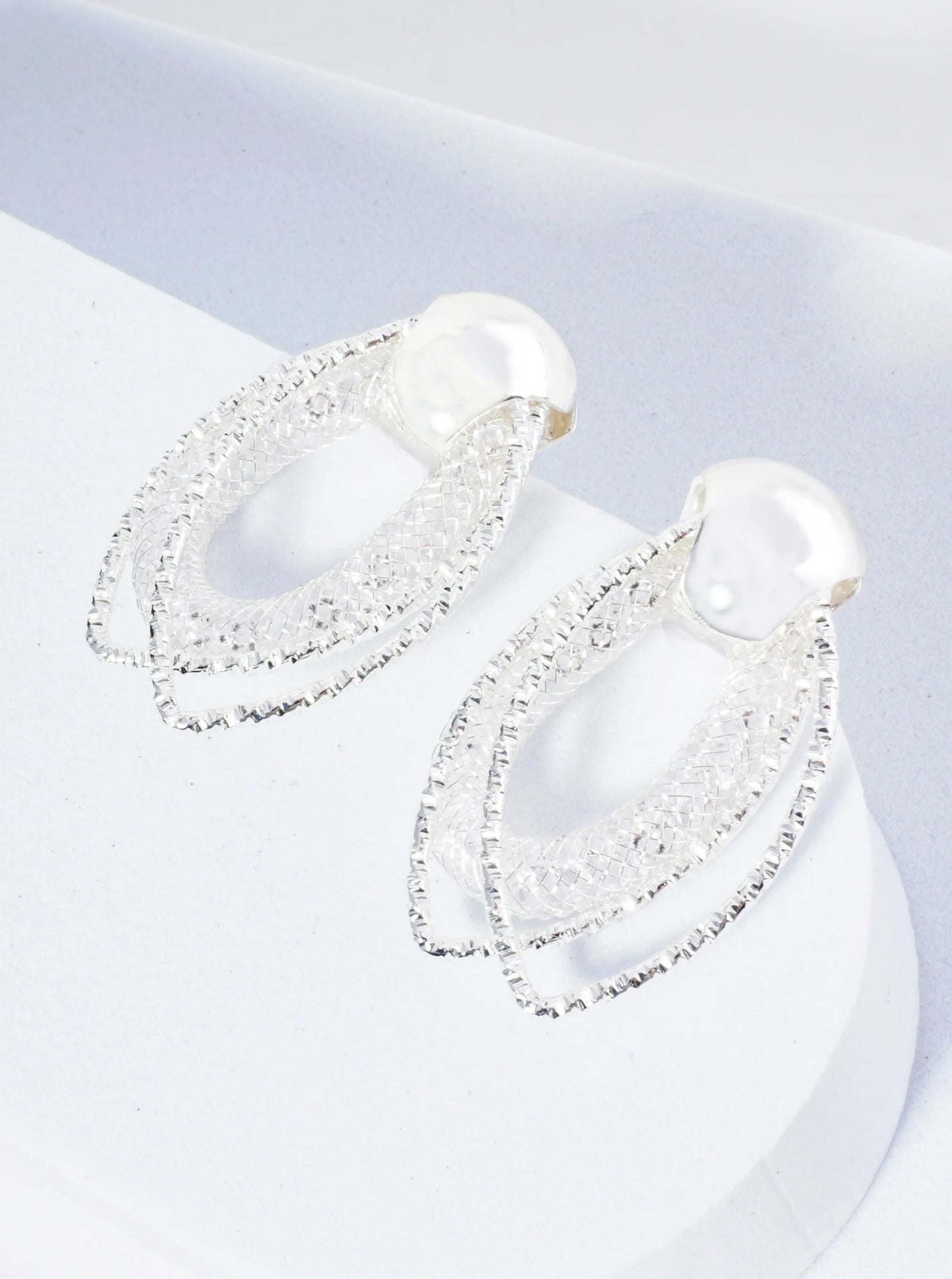 Dual Marquise With Mesh Teardrop Doorknocker Earrings
