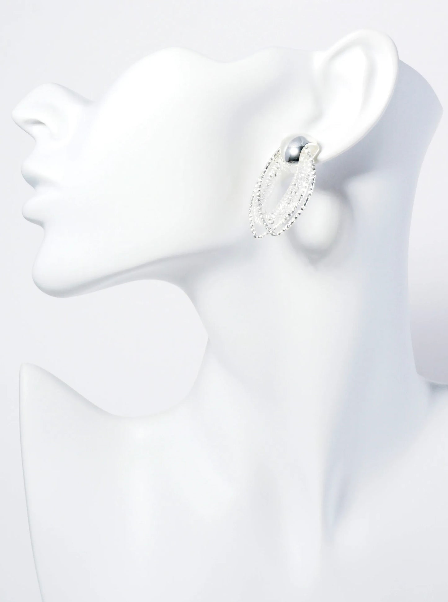 Dual Marquise With Mesh Teardrop Doorknocker Earrings