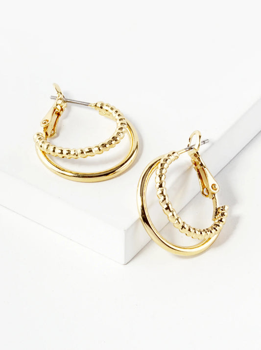 Dual Texture Layered 20mm Hoop Earrings
