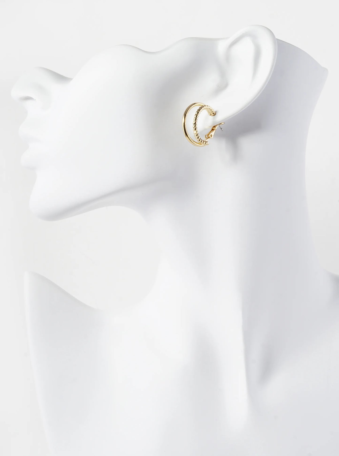 Dual Texture Layered 20mm Hoop Earrings