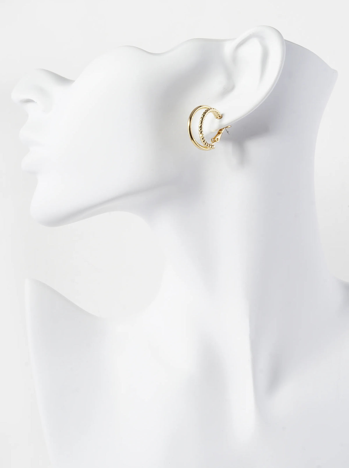Dual Texture Layered 20mm Hoop Earrings