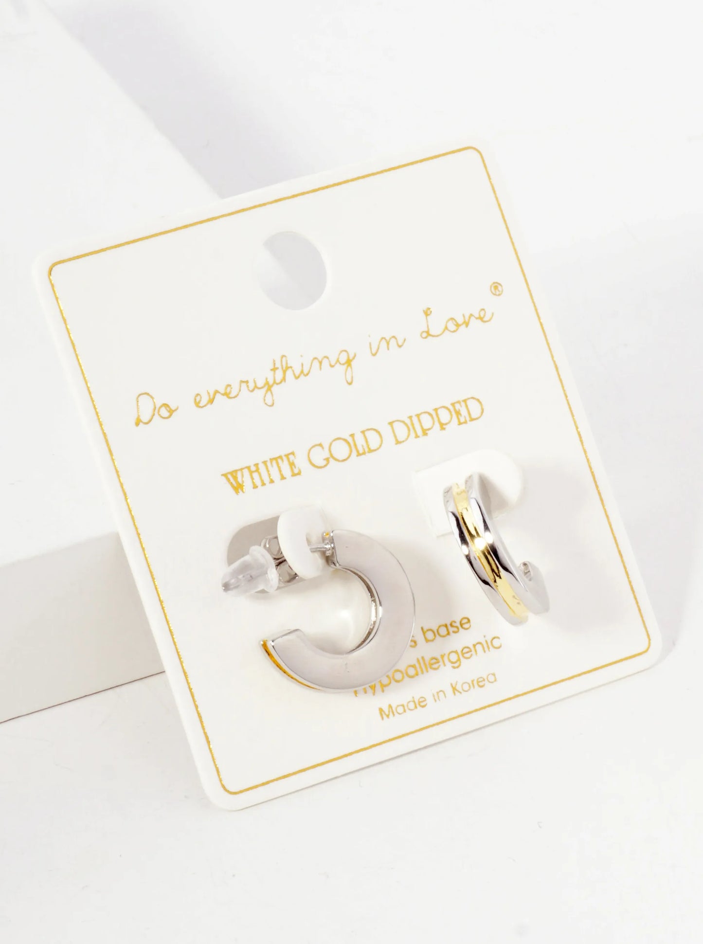 Dual-Tone 15mm 14K-Gold-Dipped Brass Small Open-Huggie Hoop Earrings