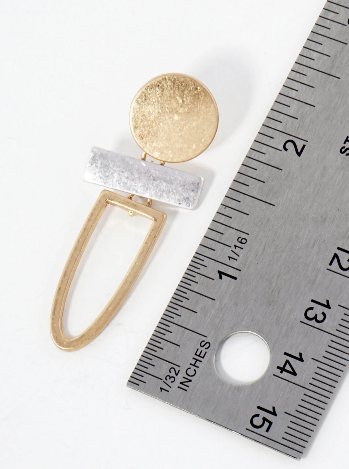 Dual-Tone Geometric Metal Dangle Earrings