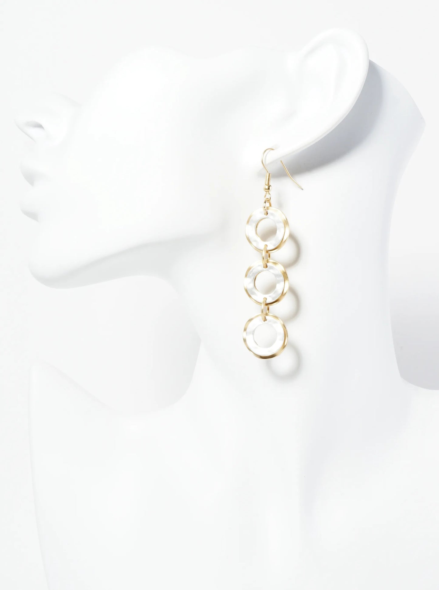 Dual-Tone Hammered Multi Circle Drop Dangle Earrings