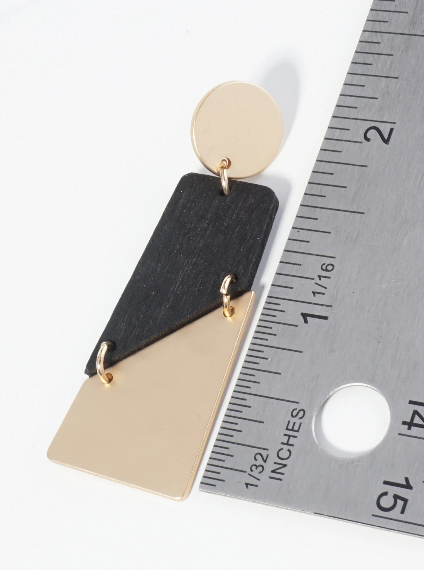 Dual-Tone Rectangular Diagonal Cut Statement Post Earrings
