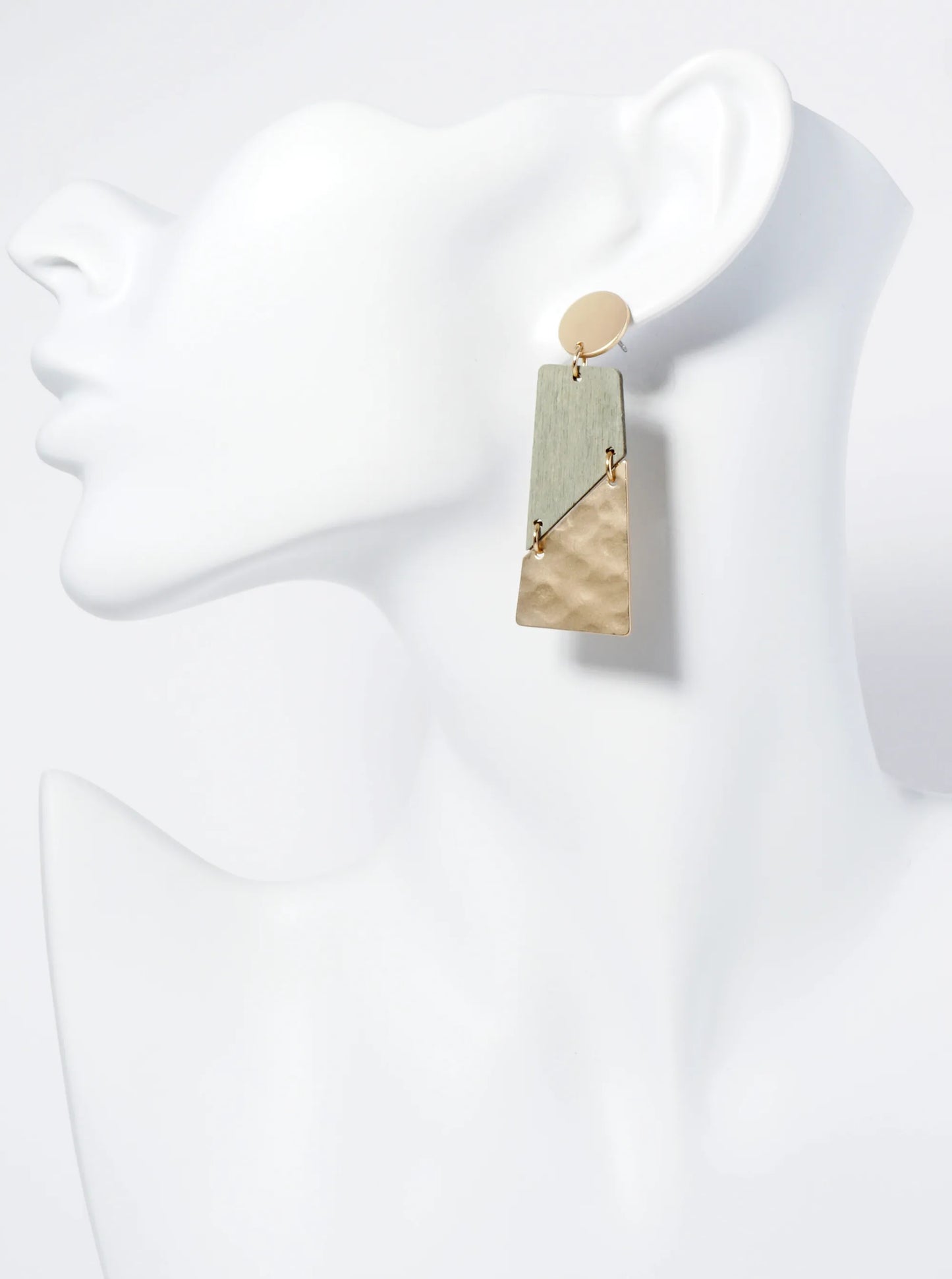 Dual-Tone Rectangular Diagonal Cut Statement Post Earrings