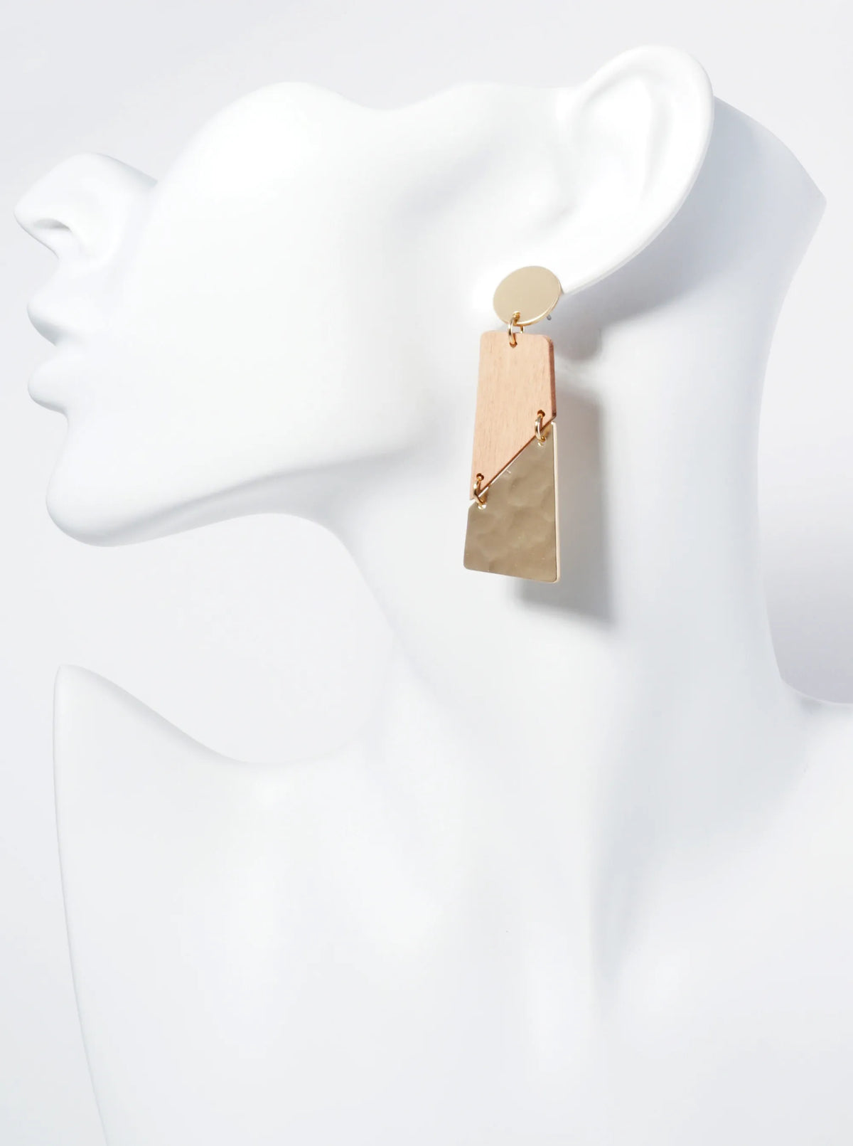 Dual-Tone Rectangular Diagonal Cut Statement Post Earrings