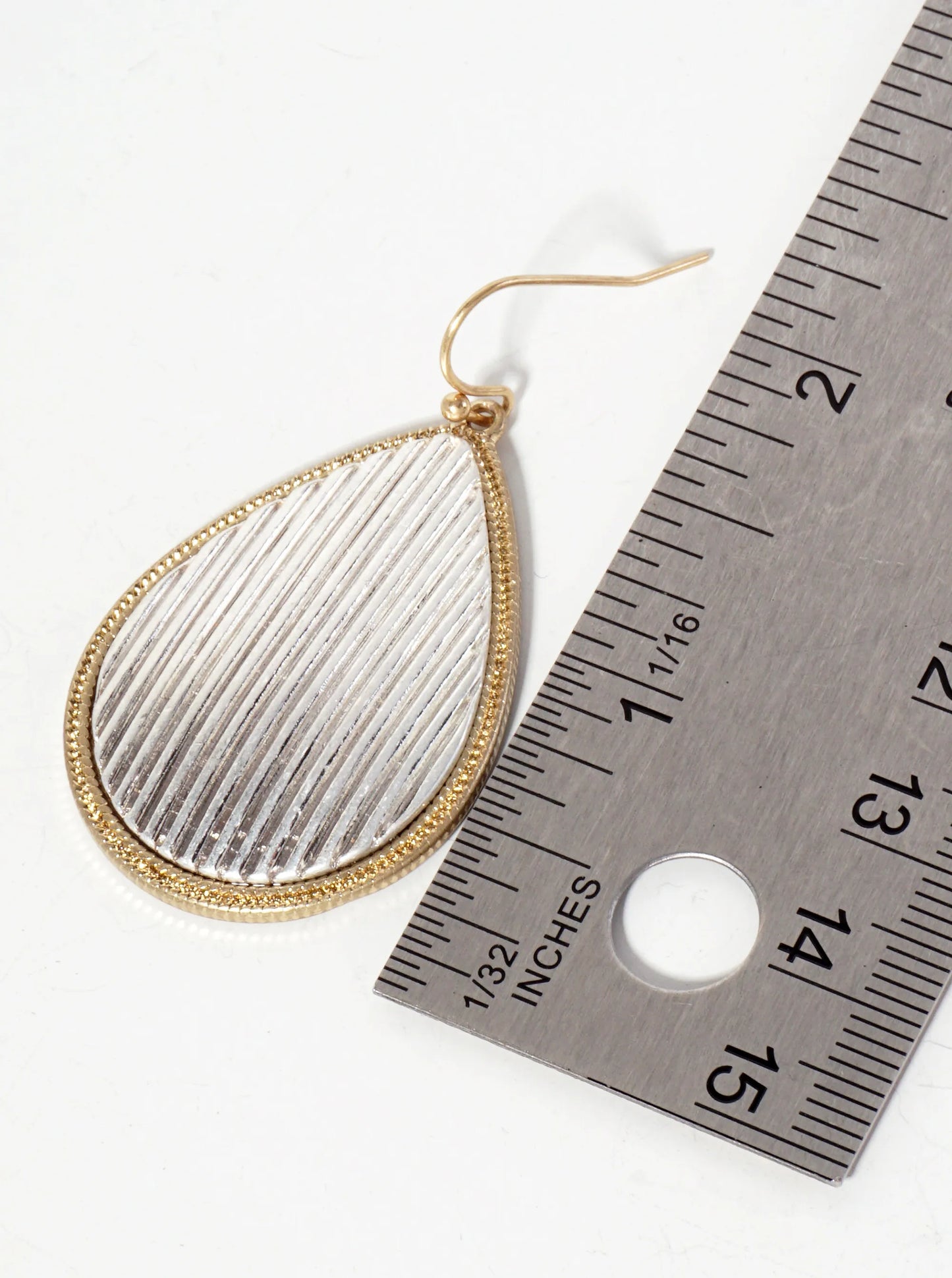 Dual-Tone Textured Teardrop Dangle Earrings