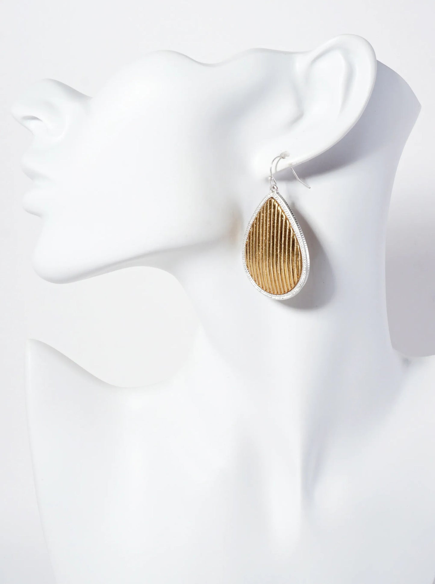 Dual-Tone Textured Teardrop Dangle Earrings