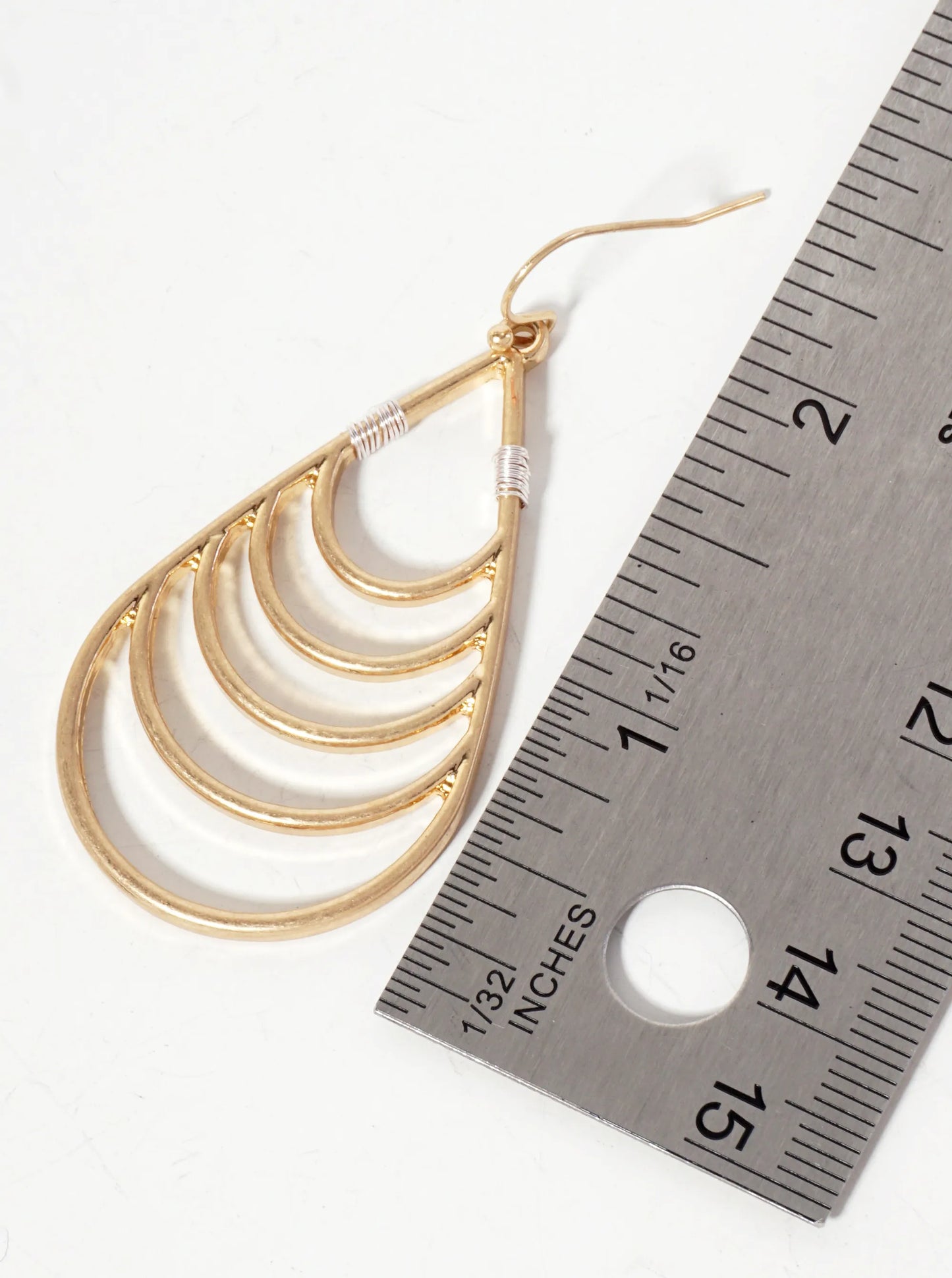Dual-Tone Wire-Wrapped Consecutive Teardrop Design Dangle Earrings