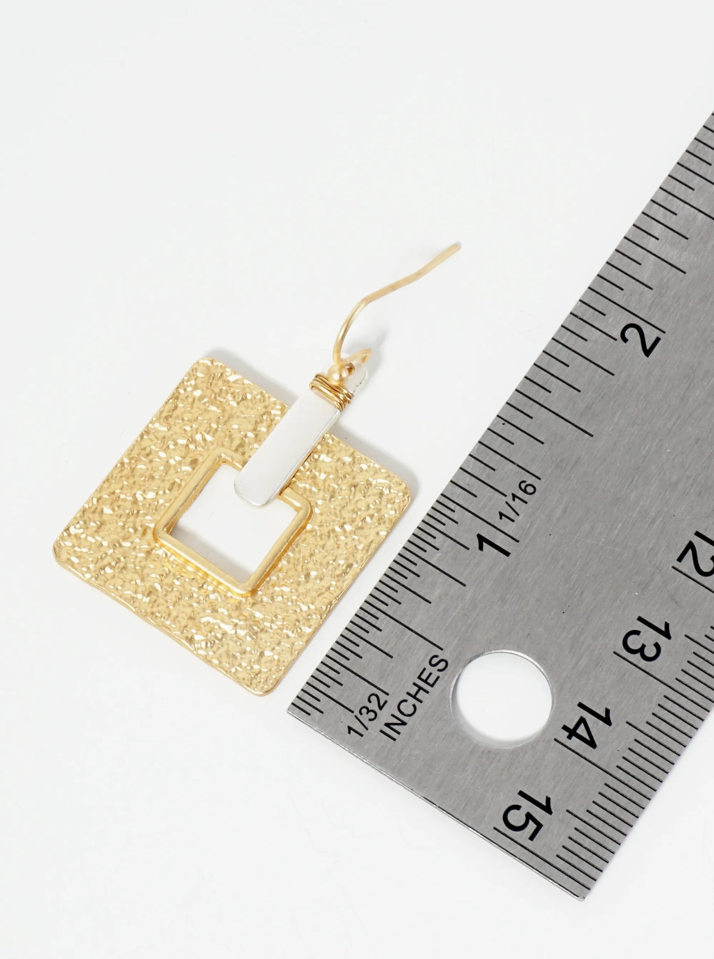 Dual-Tone Wire Wrapped Textured Square Drop Geometric Dangle Earrings