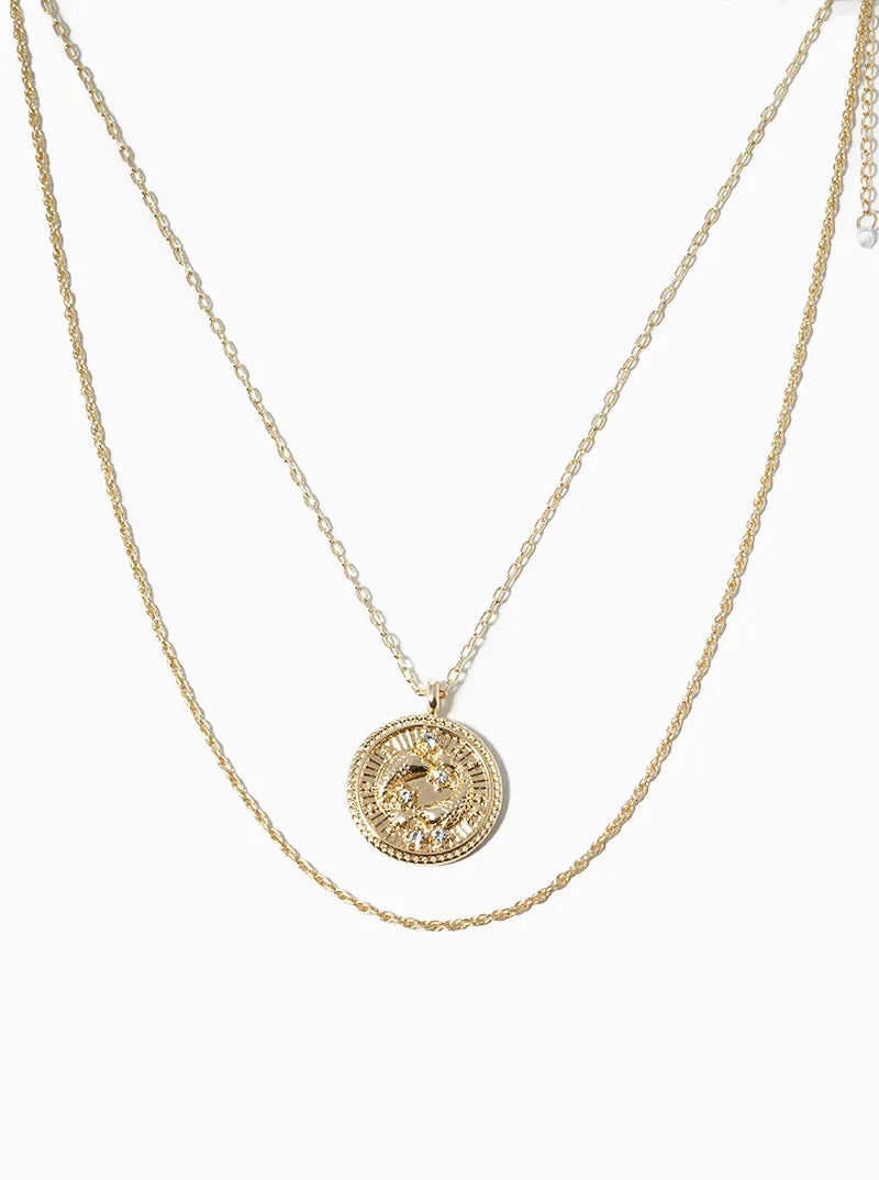 Dual Layer Coin Pendant Necklace