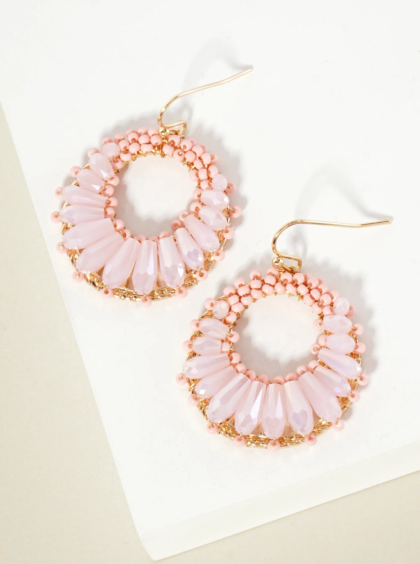 Dynamic Glass Beads Wire-Wrapped Round Dangle Earrings