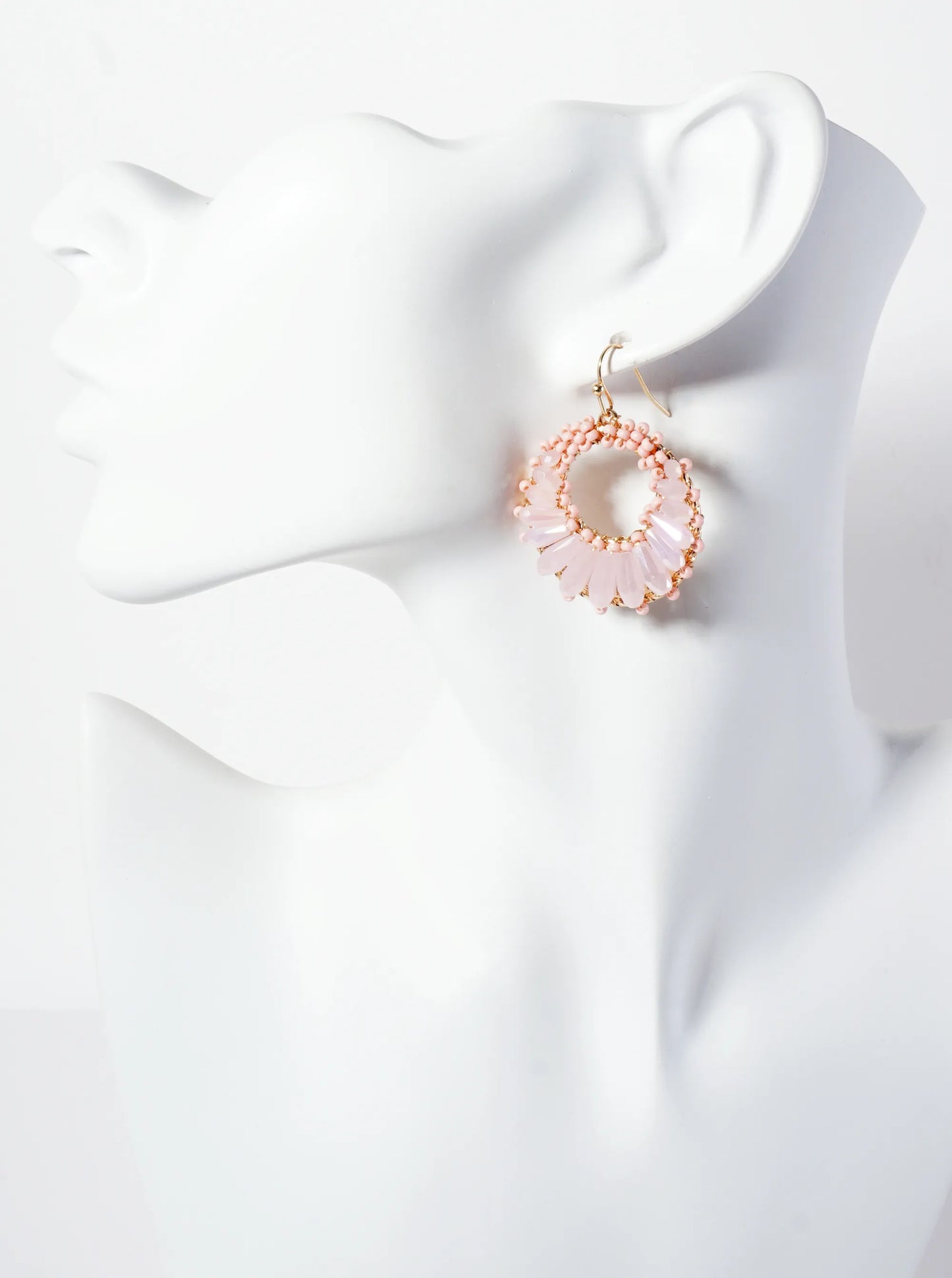 Dynamic Glass Beads Wire-Wrapped Round Dangle Earrings