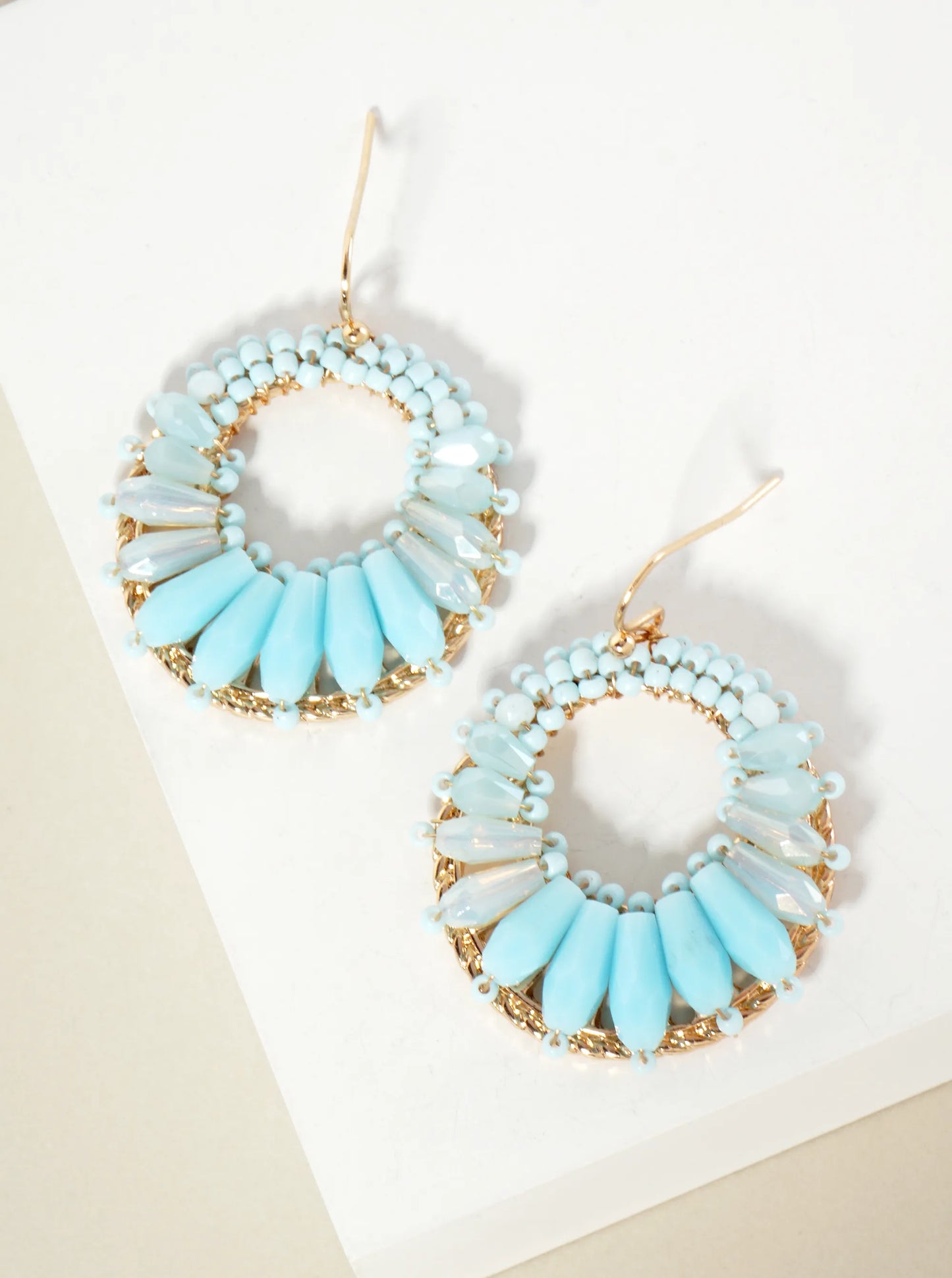 Dynamic Glass Beads Wire-Wrapped Round Dangle Earrings