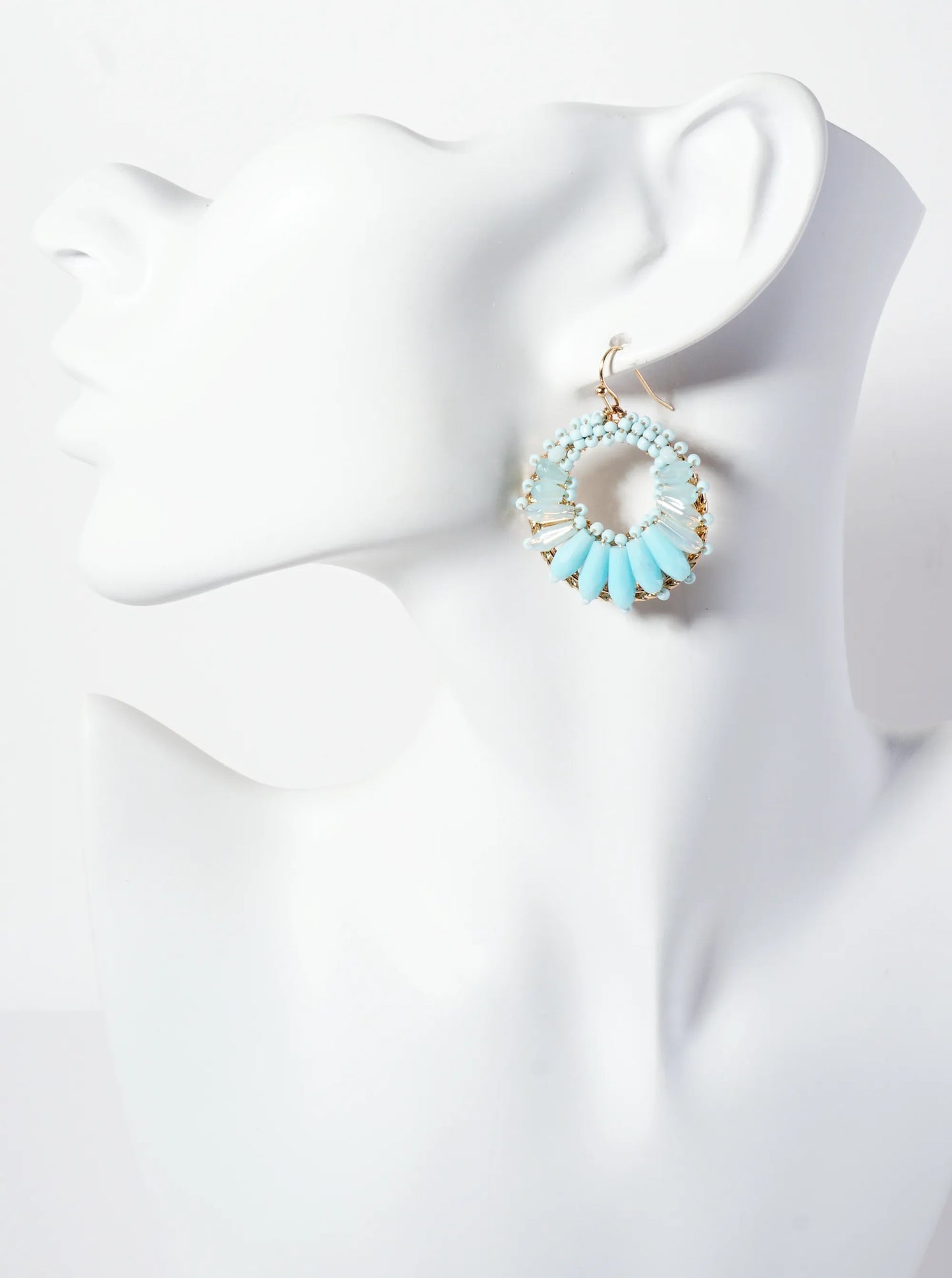 Dynamic Glass Beads Wire-Wrapped Round Dangle Earrings