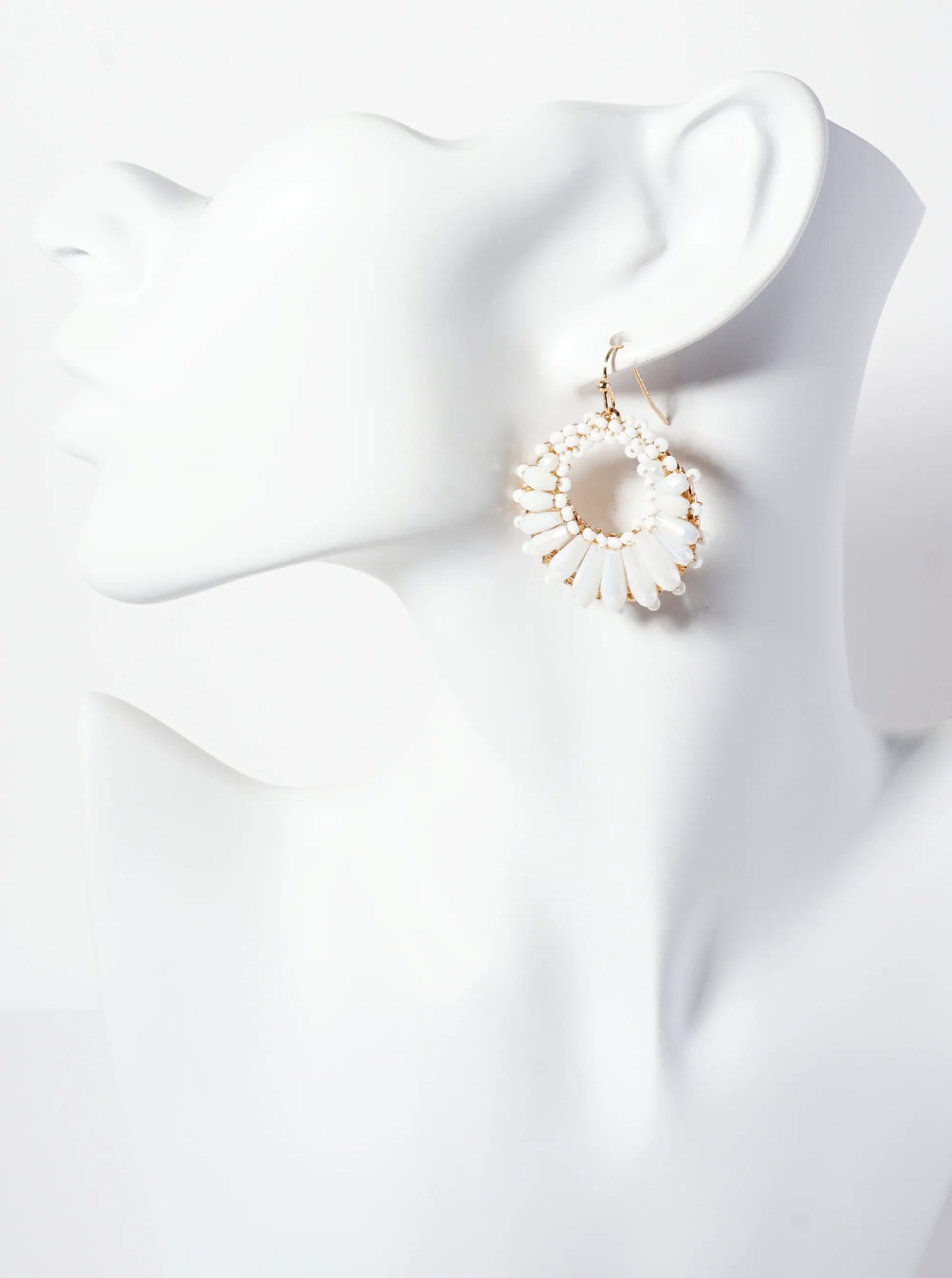 Dynamic Glass Beads Wire-Wrapped Round Dangle Earrings