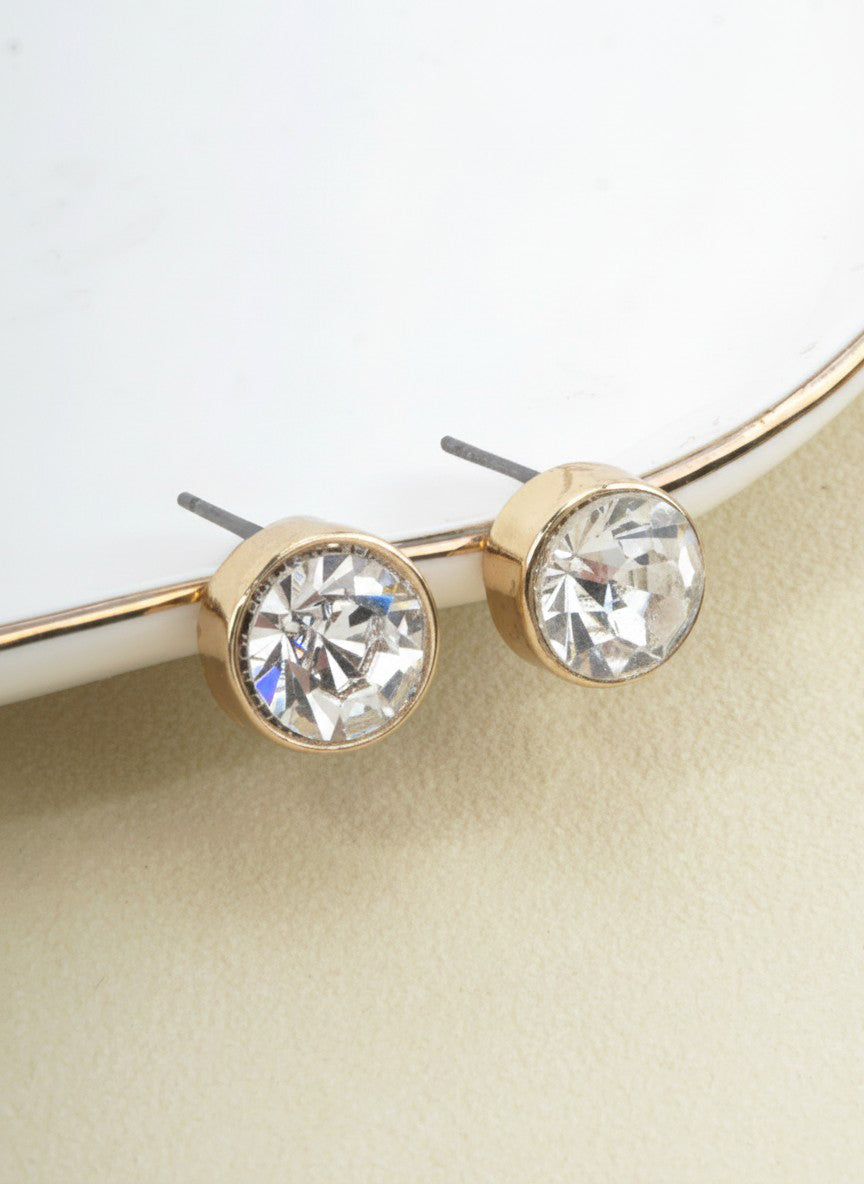 Polished Crystal Stud Earrings
