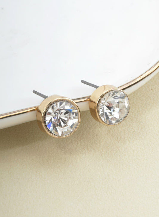 Polished Crystal Stud Earrings