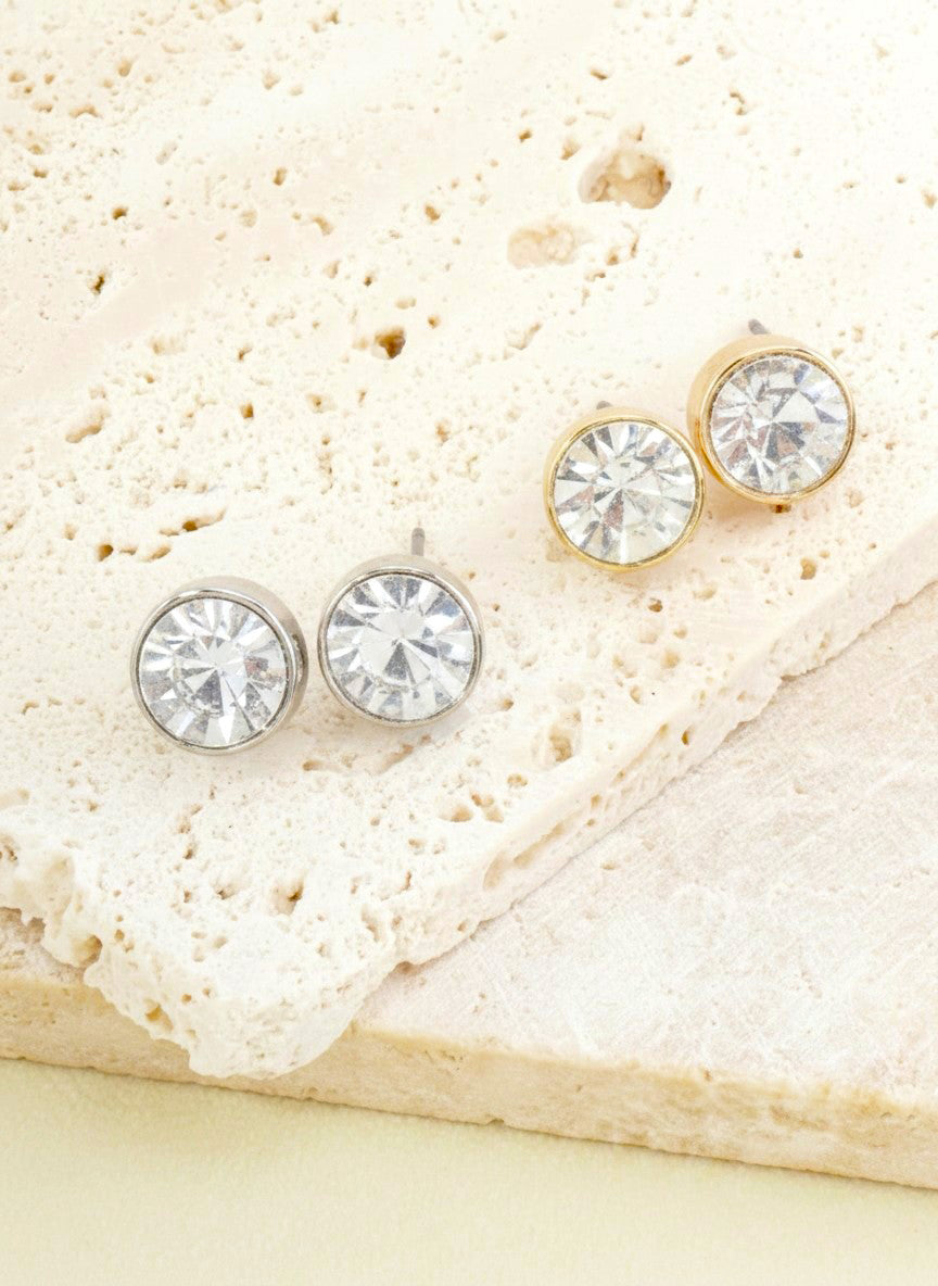 Polished Crystal Stud Earrings