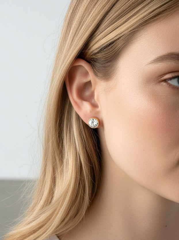 Polished Crystal Stud Earrings