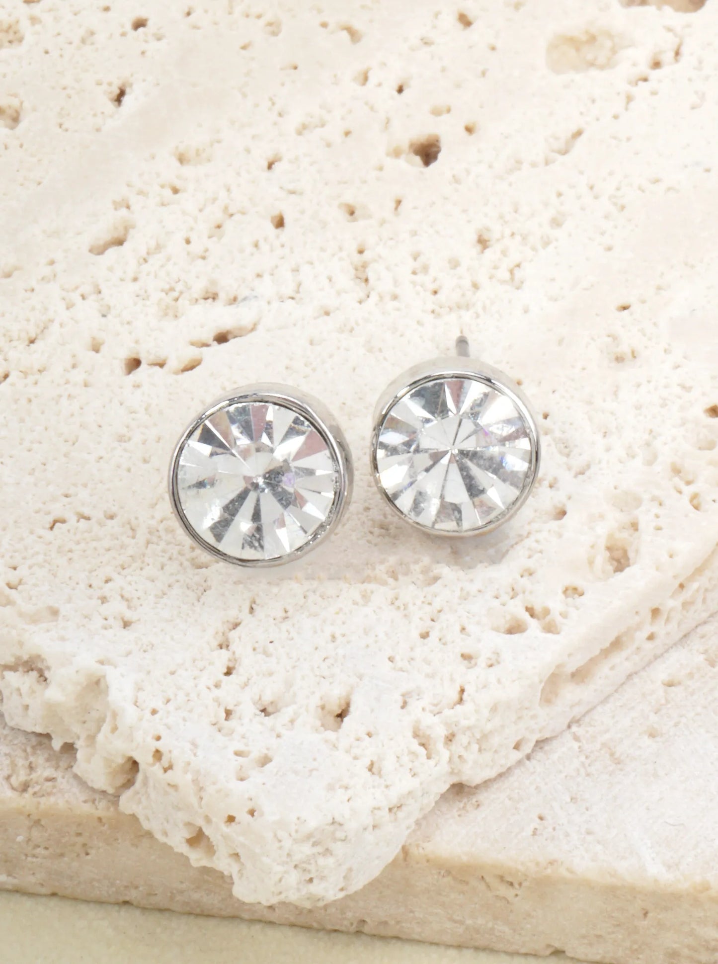 Polished Crystal Stud Earrings