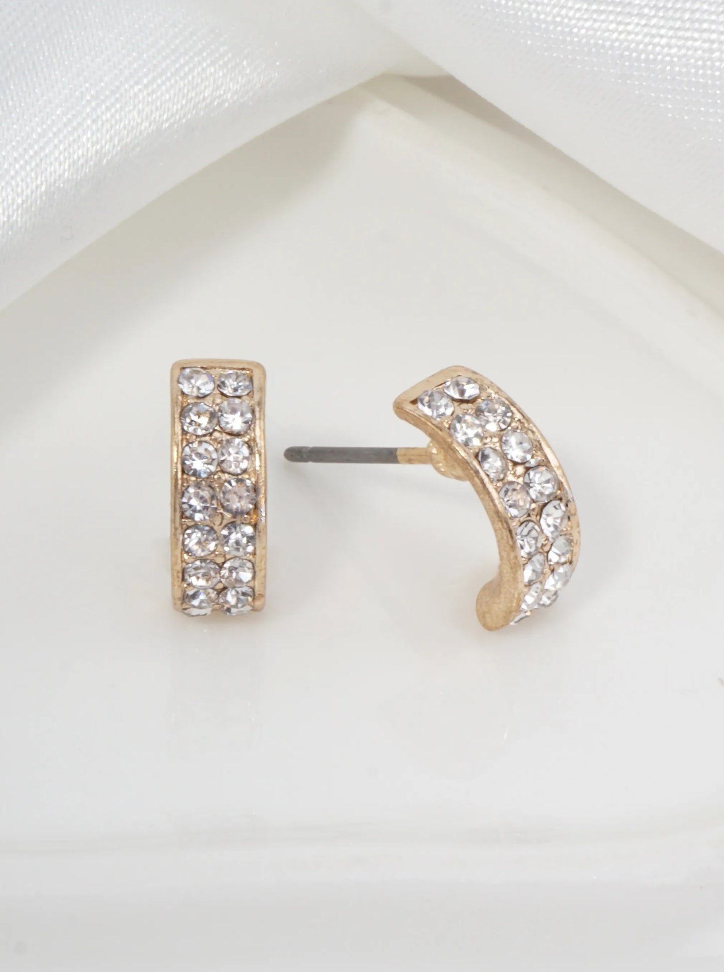 Curved Pavé Stud Earrings