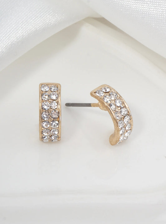 Curved Pavé Stud Earrings