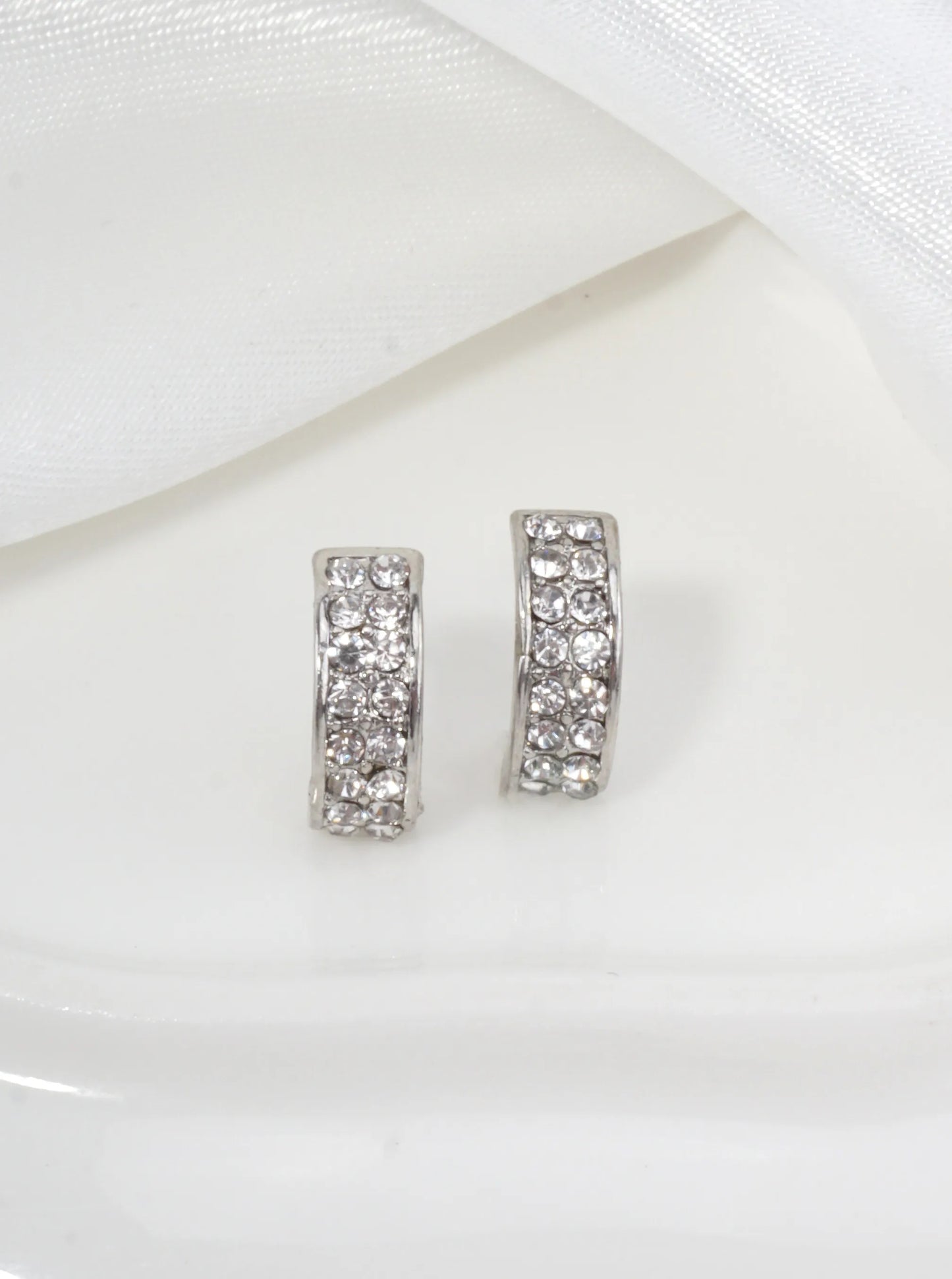 Curved Pavé Stud Earrings