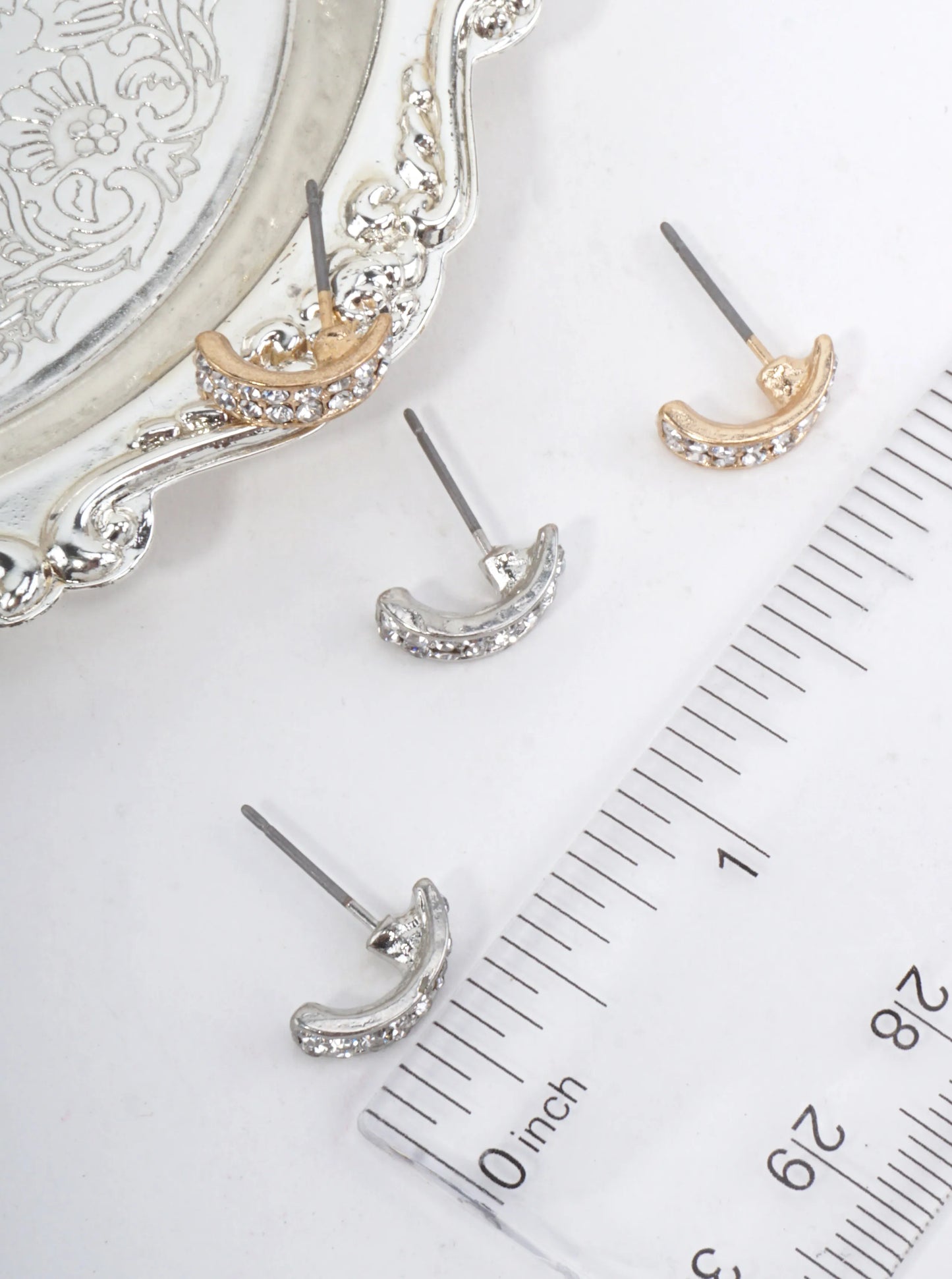Curved Pavé Stud Earrings