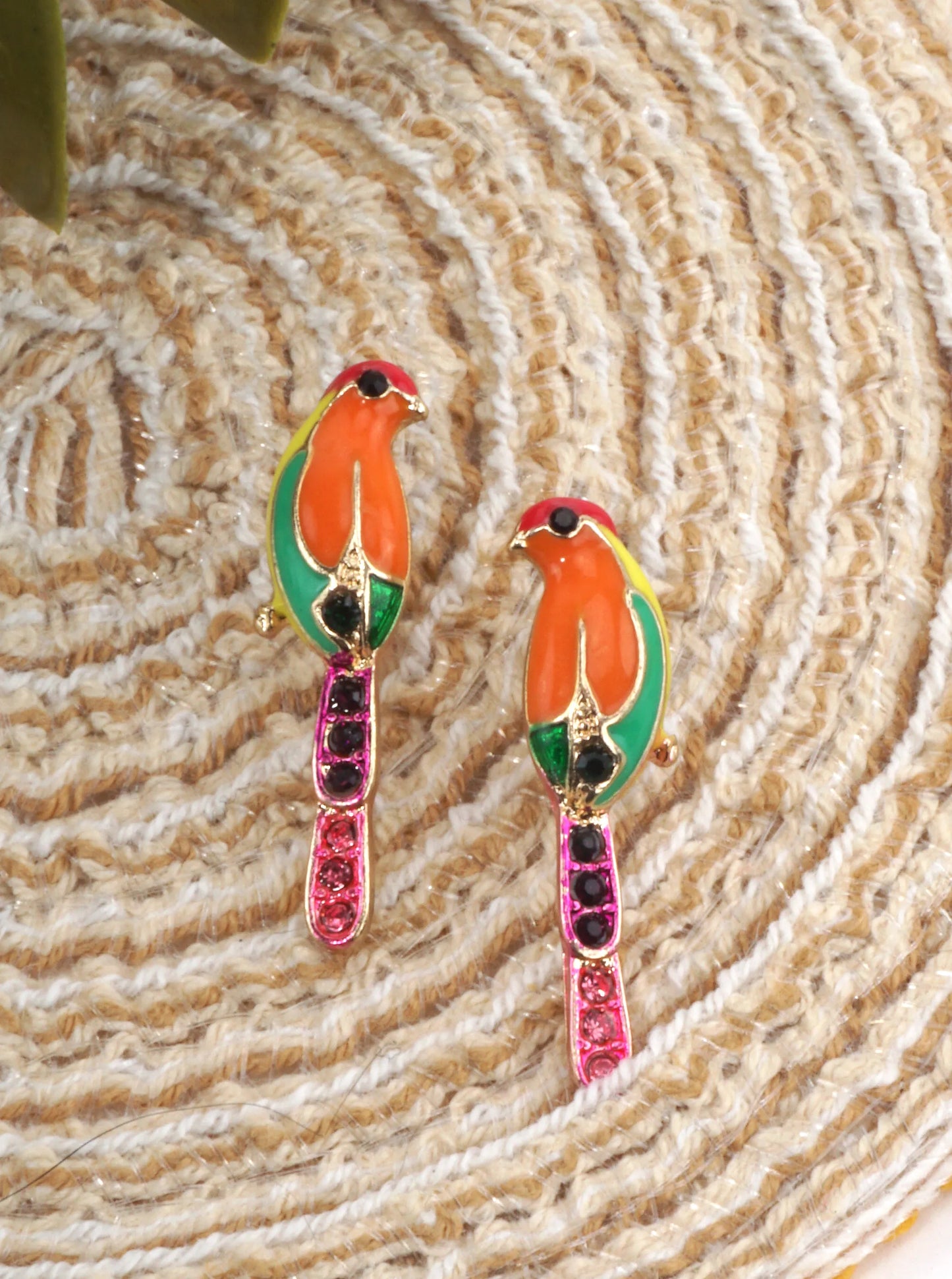 Colorful Parrot Whimsical Stud Earrings