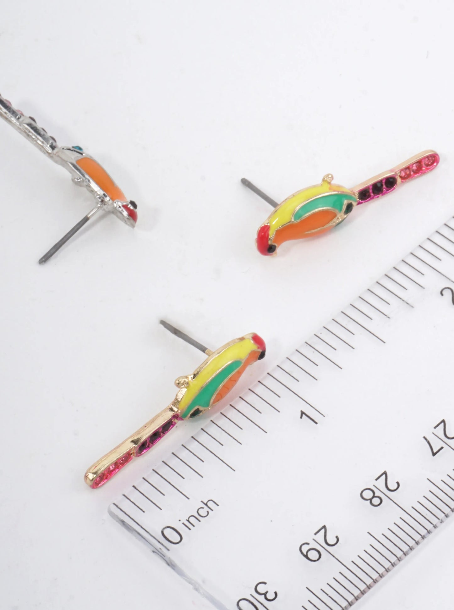 Colorful Parrot Whimsical Stud Earrings