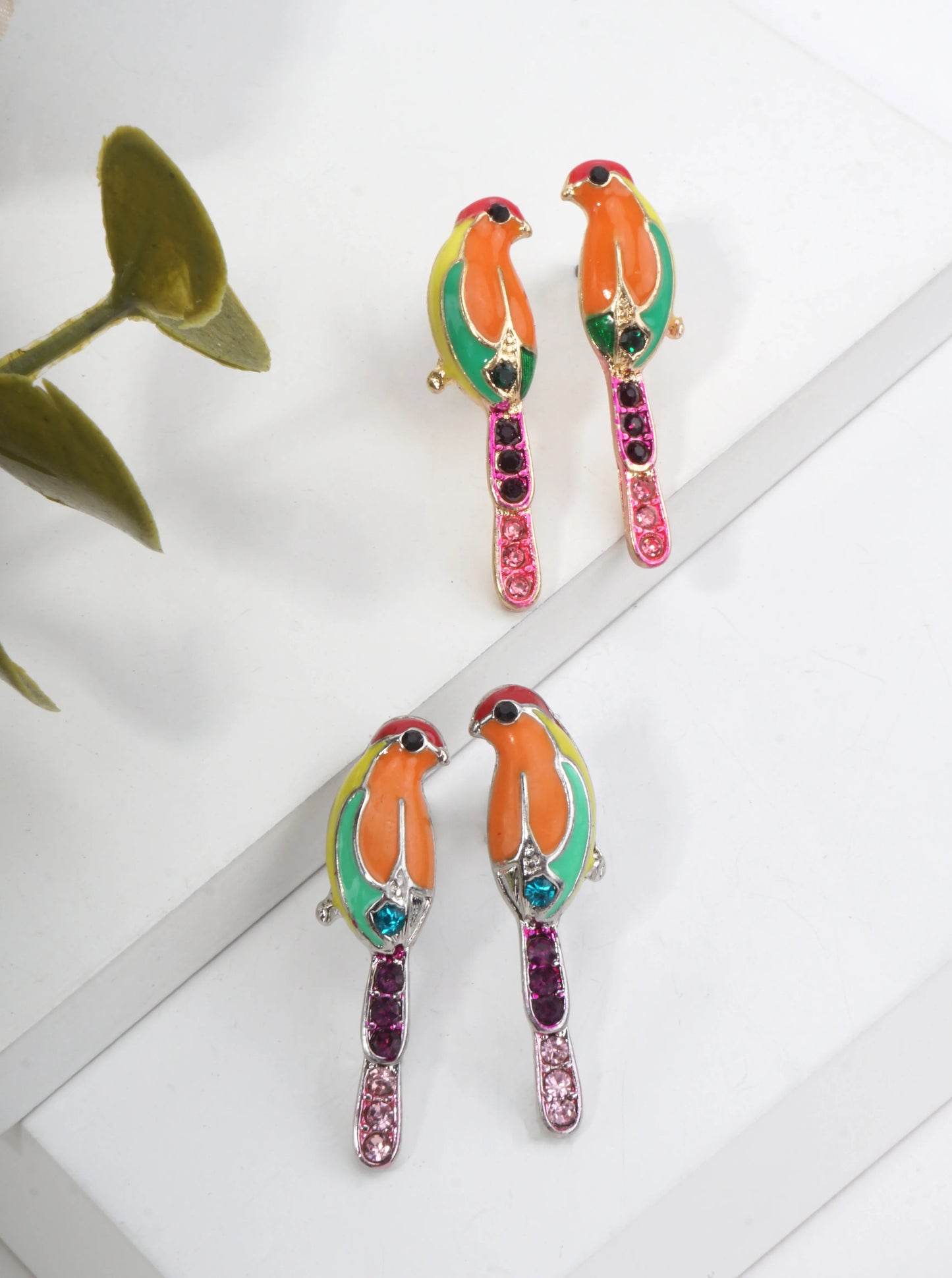 Colorful Parrot Whimsical Stud Earrings