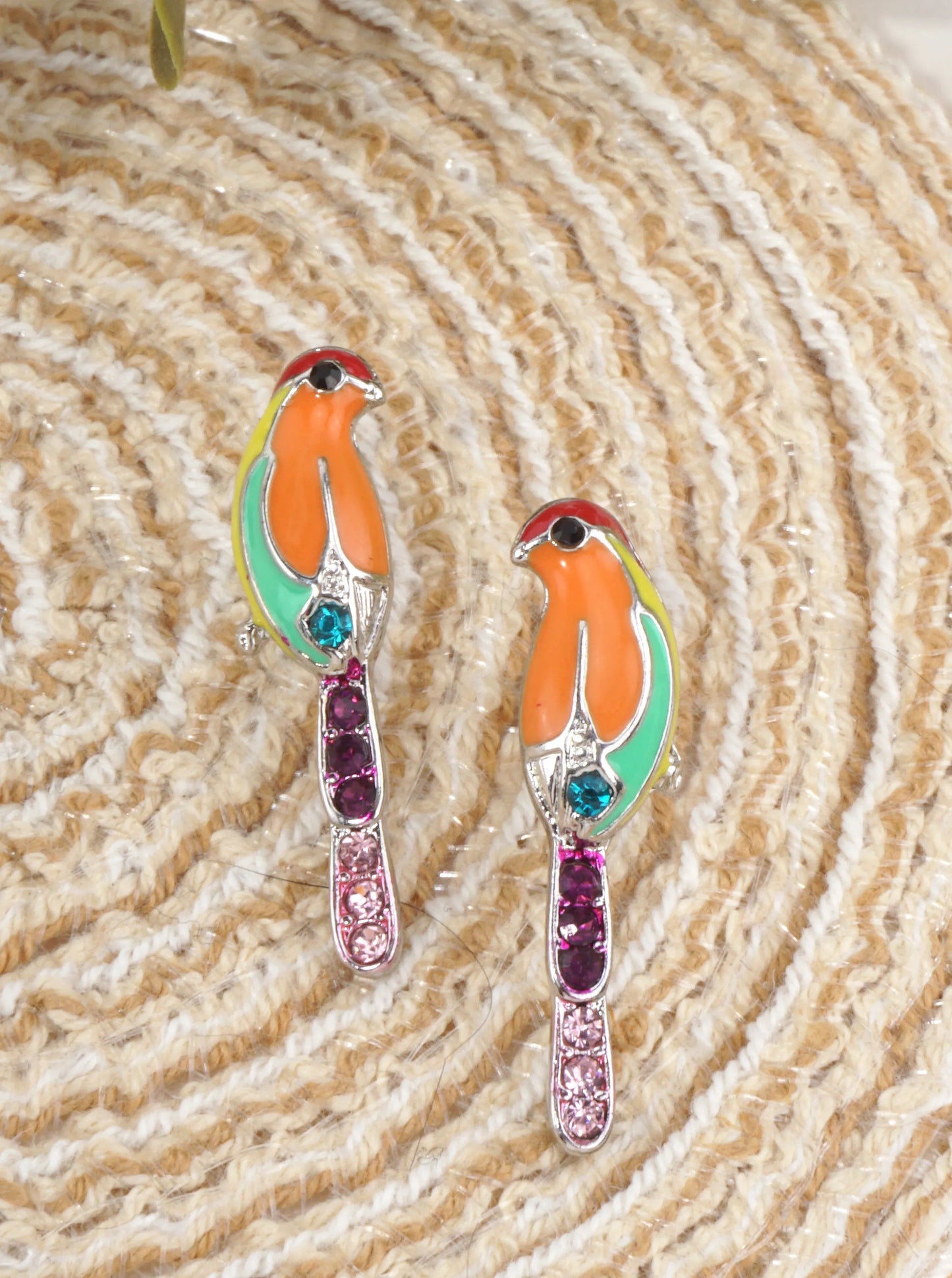Colorful Parrot Whimsical Stud Earrings