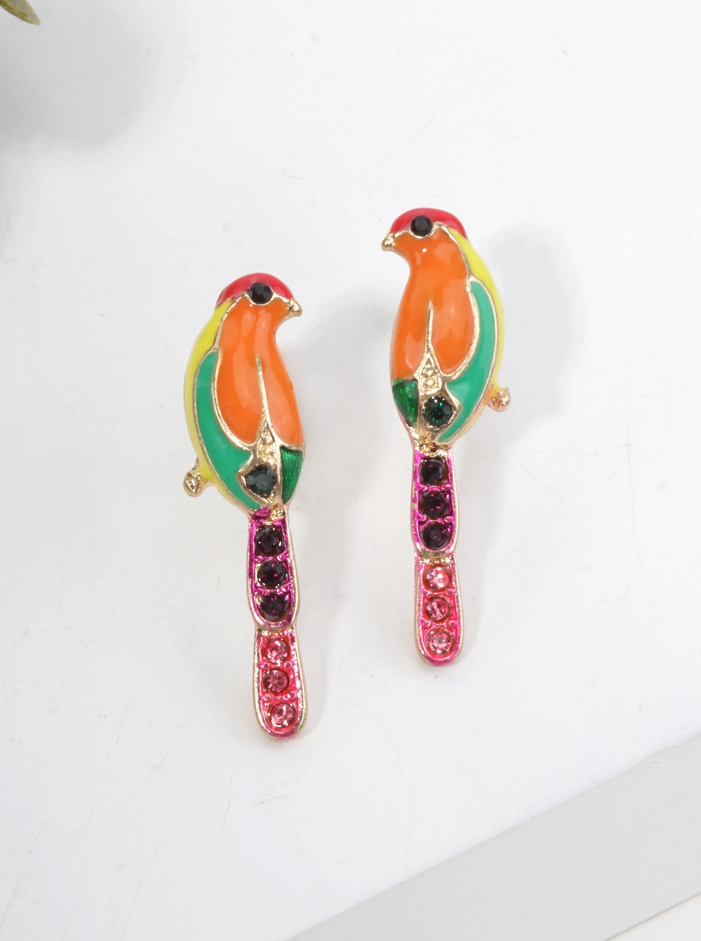 Colorful Parrot Whimsical Stud Earrings