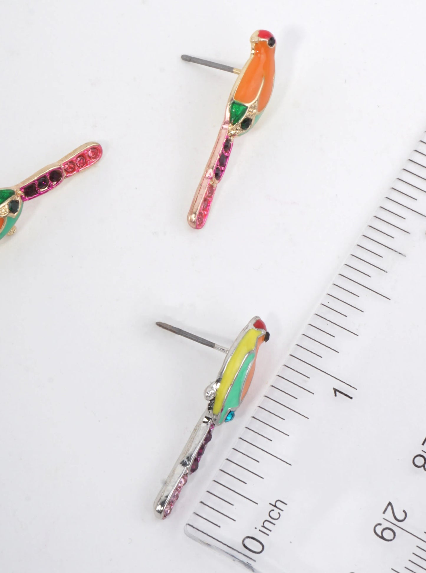 Colorful Parrot Whimsical Stud Earrings