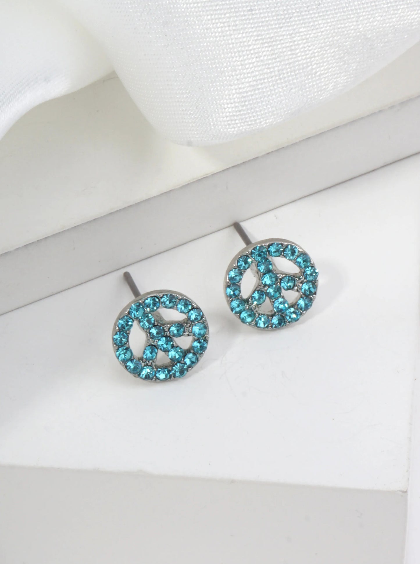 Peace Symbol Pavé Stud Earrings
