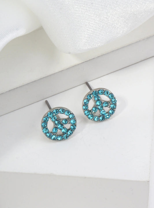 Peace Symbol Pavé Stud Earrings
