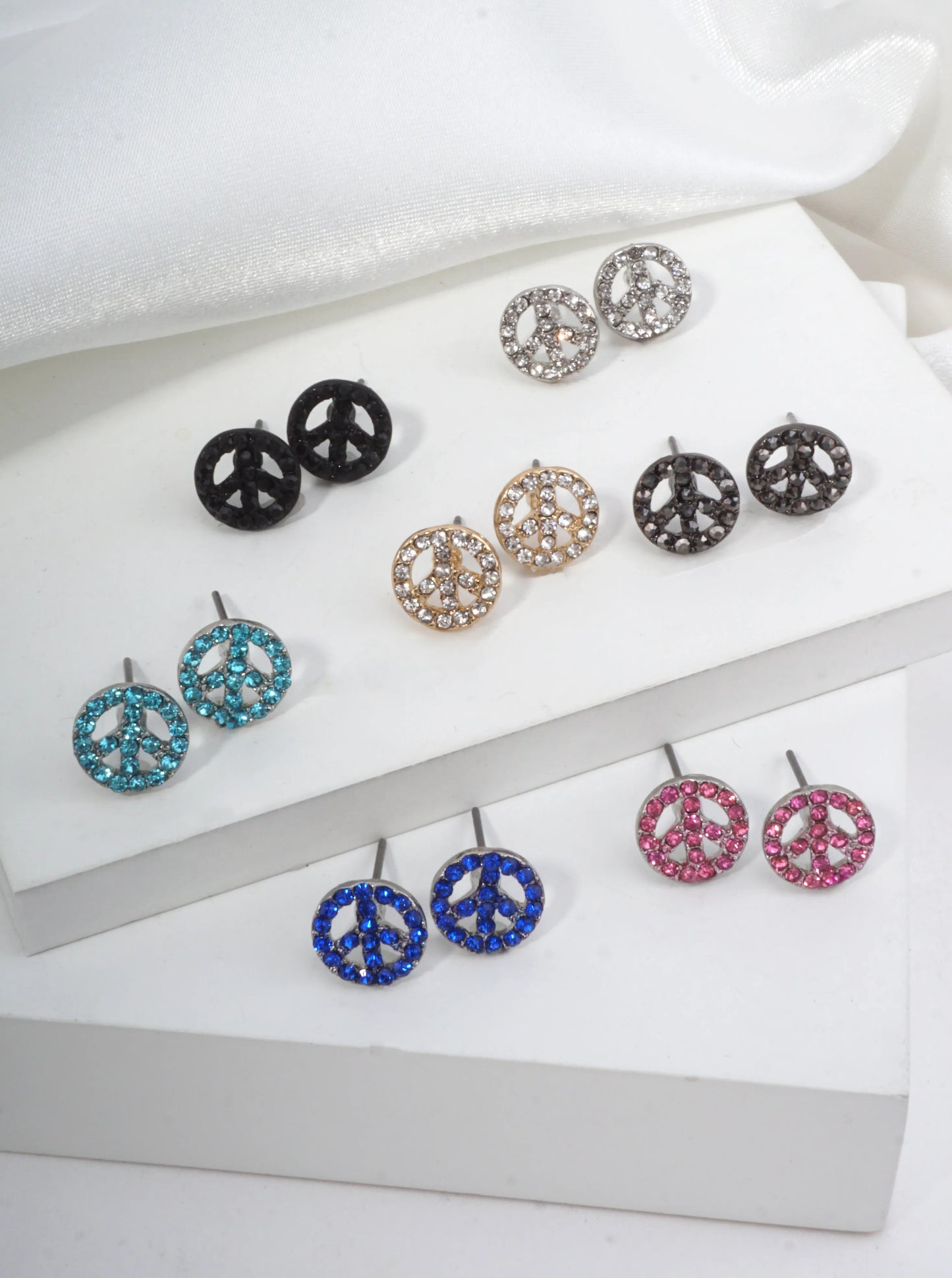Peace Symbol Pavé Stud Earrings