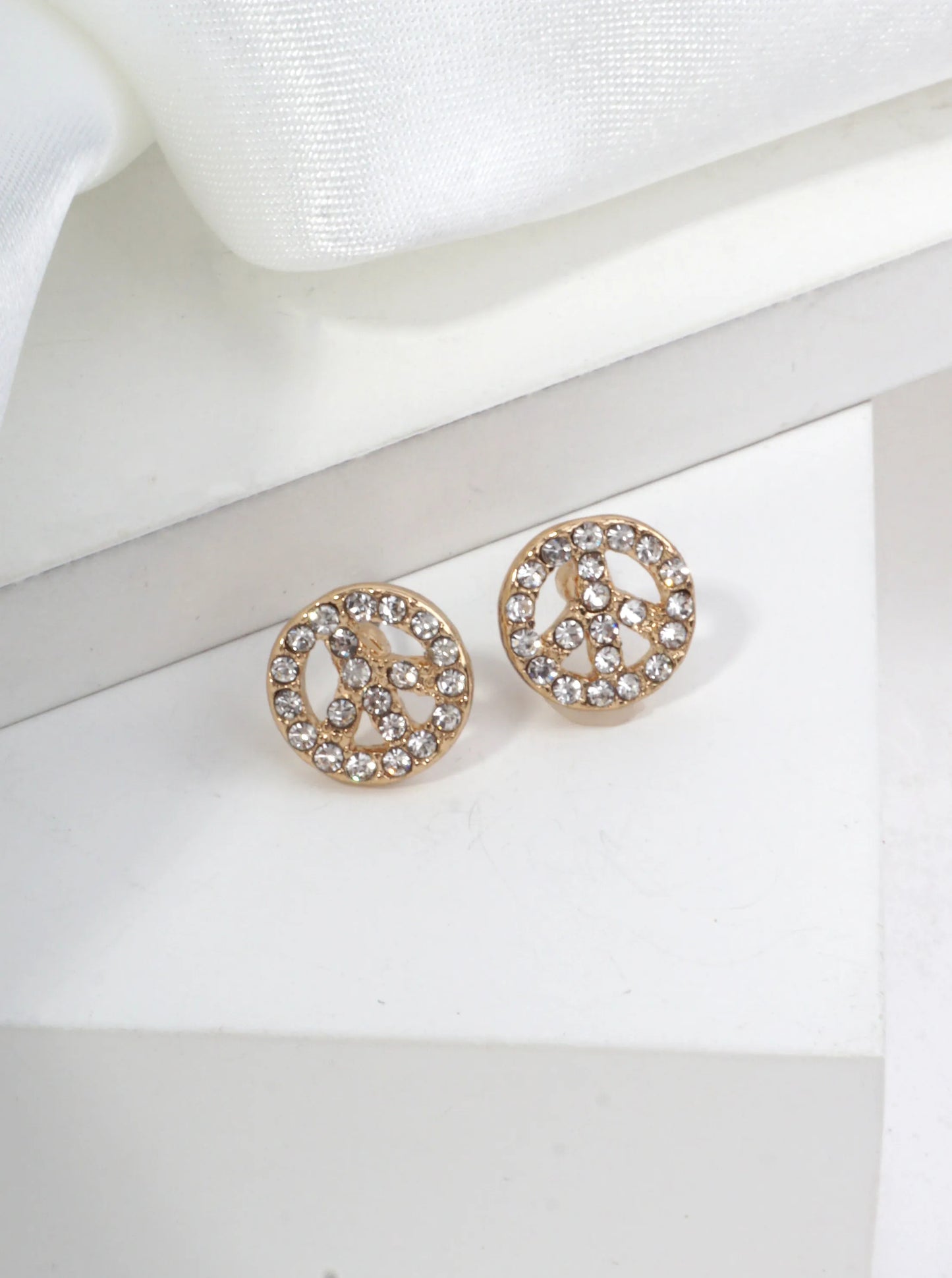Peace Symbol Pavé Stud Earrings